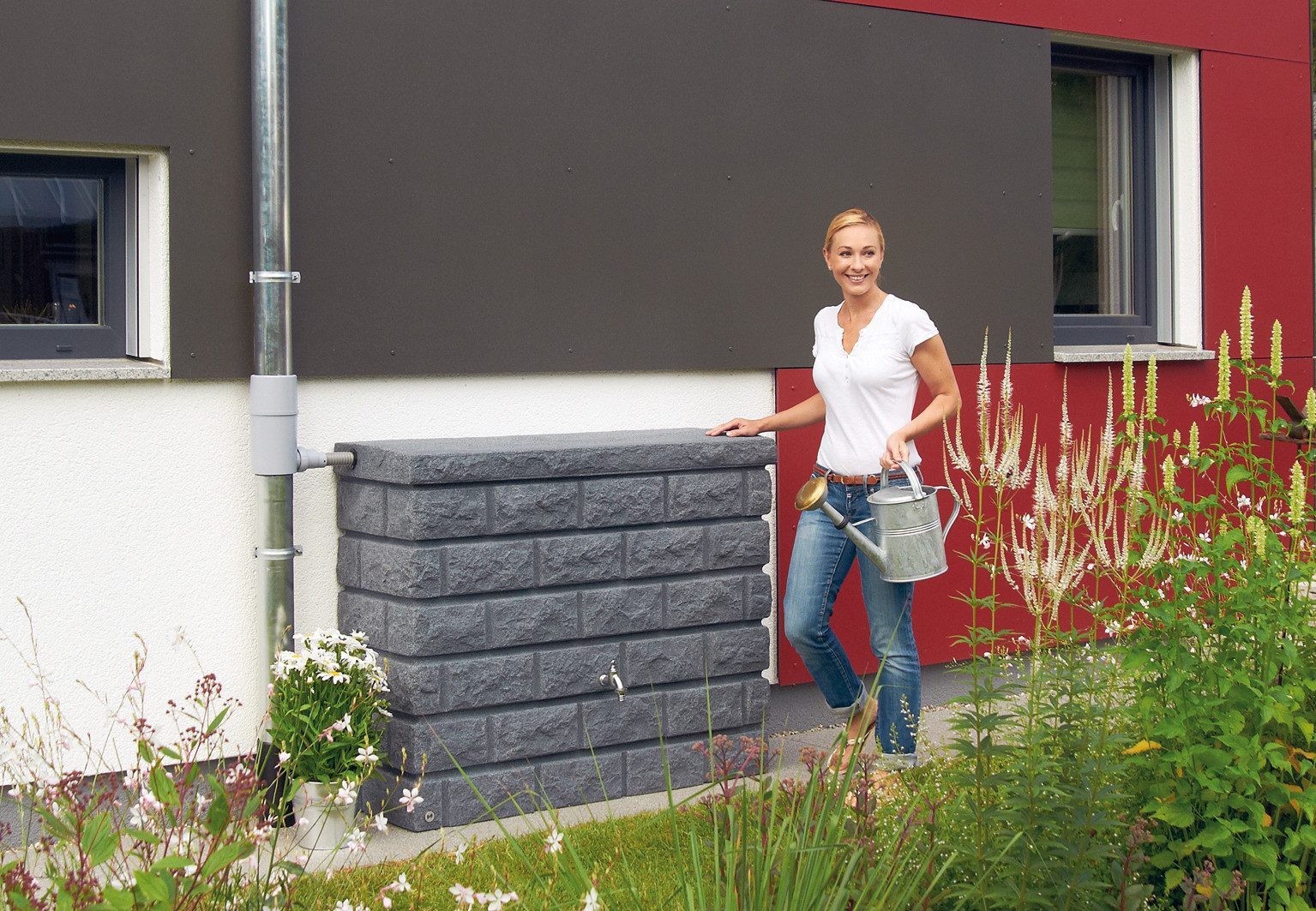 GARANTIA Regentonne ROCKY Wandtank 400 Liter dark granite, 400 l