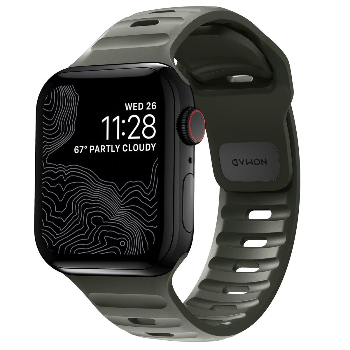 Nomad Smartwatch-Armband Nomad Sport Armband FKM für Apple Watch, 38/40/41/42 mm - Ash Green