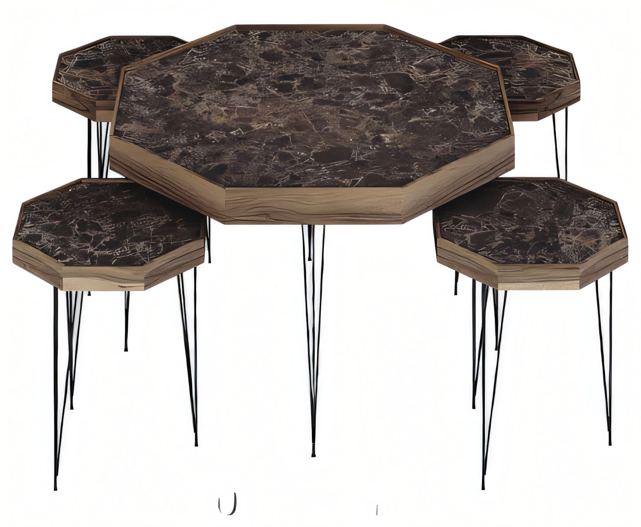 Xlmoebel Couchtisch XLMOEBEL eleganter Holztisch in achteckiger Form, braun, Made in Europa