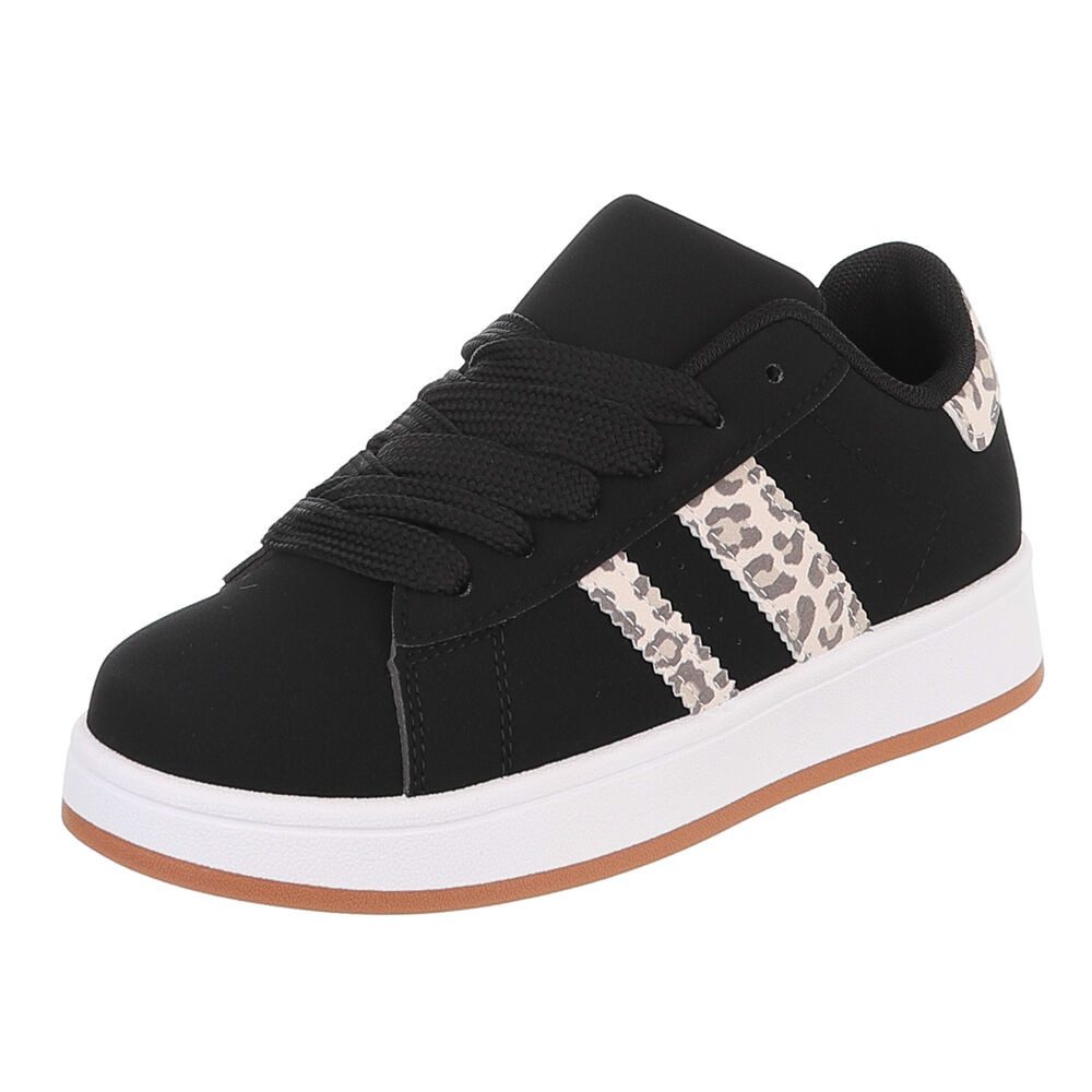 Ital-Design Damen Stiefel hoch mit Riemen, flacher Absatz Sneaker (92078888) Keilabsatz/Wedge Sneakers Low in Schwarz