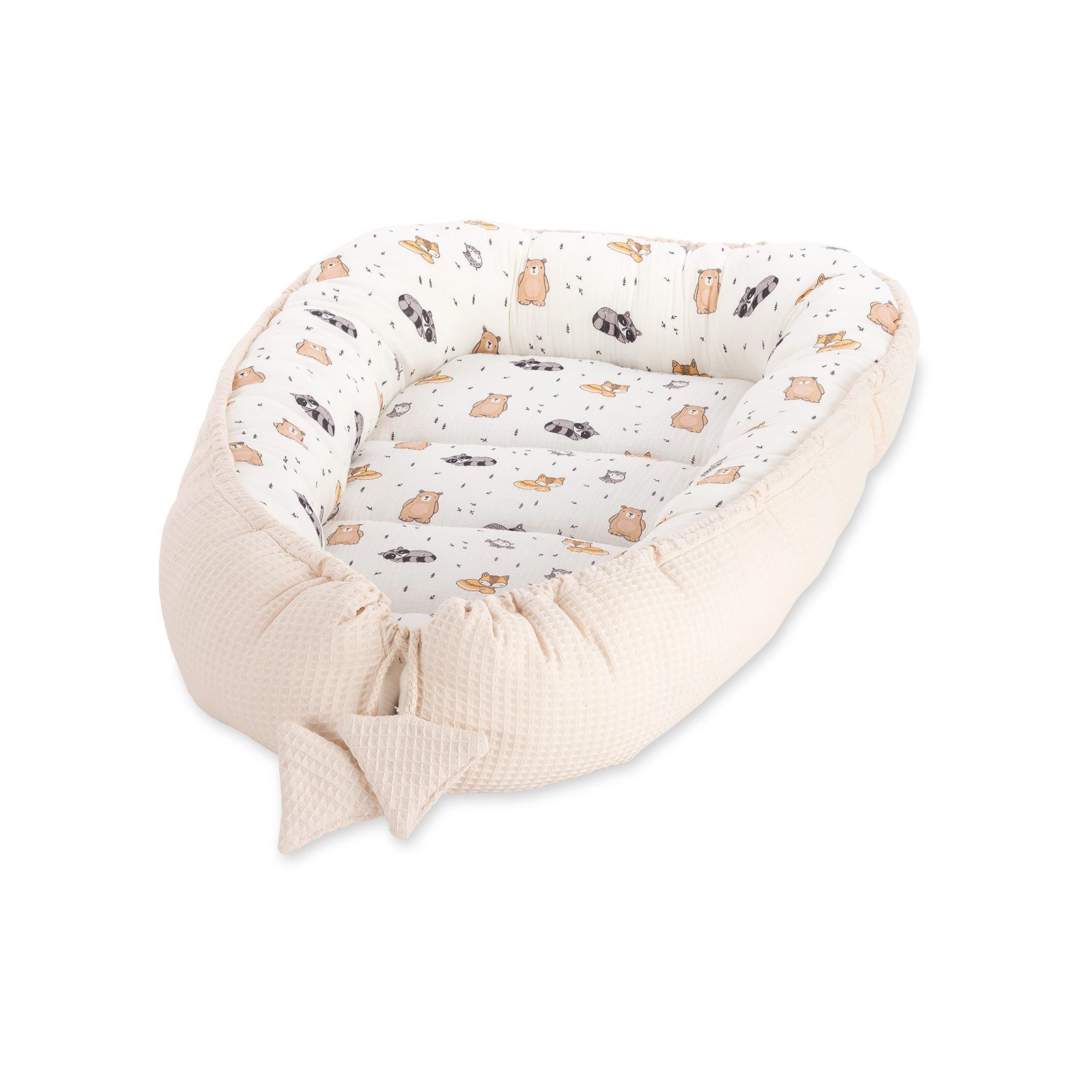 FabiMax Bettnestchen Zweiseitiges Babynest Baby-Kokon aus Baumwolle Waffel & Musselin, 2 in 1 Nest & Wickelauflage – ideal für Beistellbetten & Kinderbetten