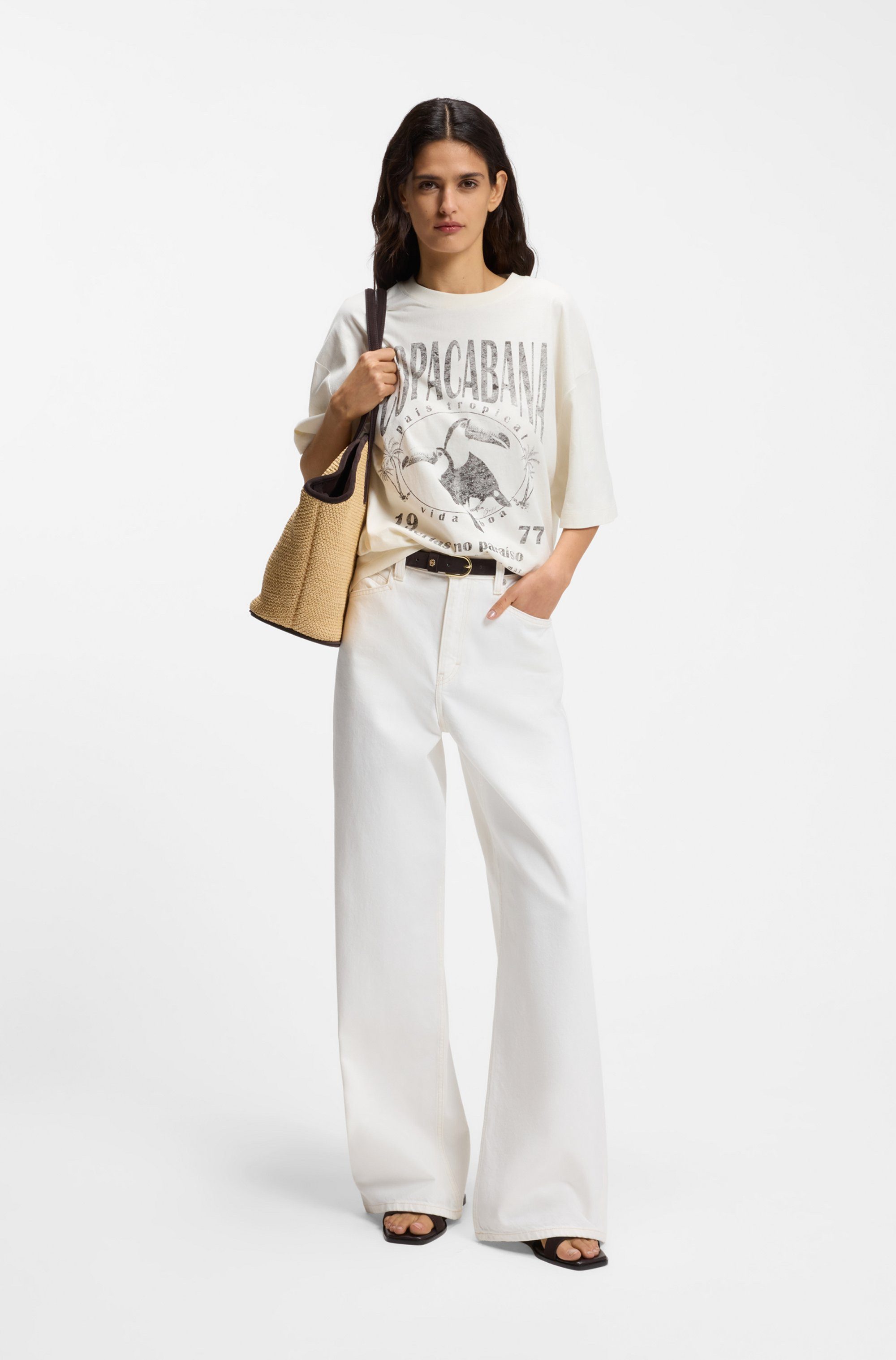 BOSS ORANGE Relax-fit-Jeans SLOUCHY MR 2.0 Premium Damenmode Wide Leg mit mittlerem Bund, fester Denim