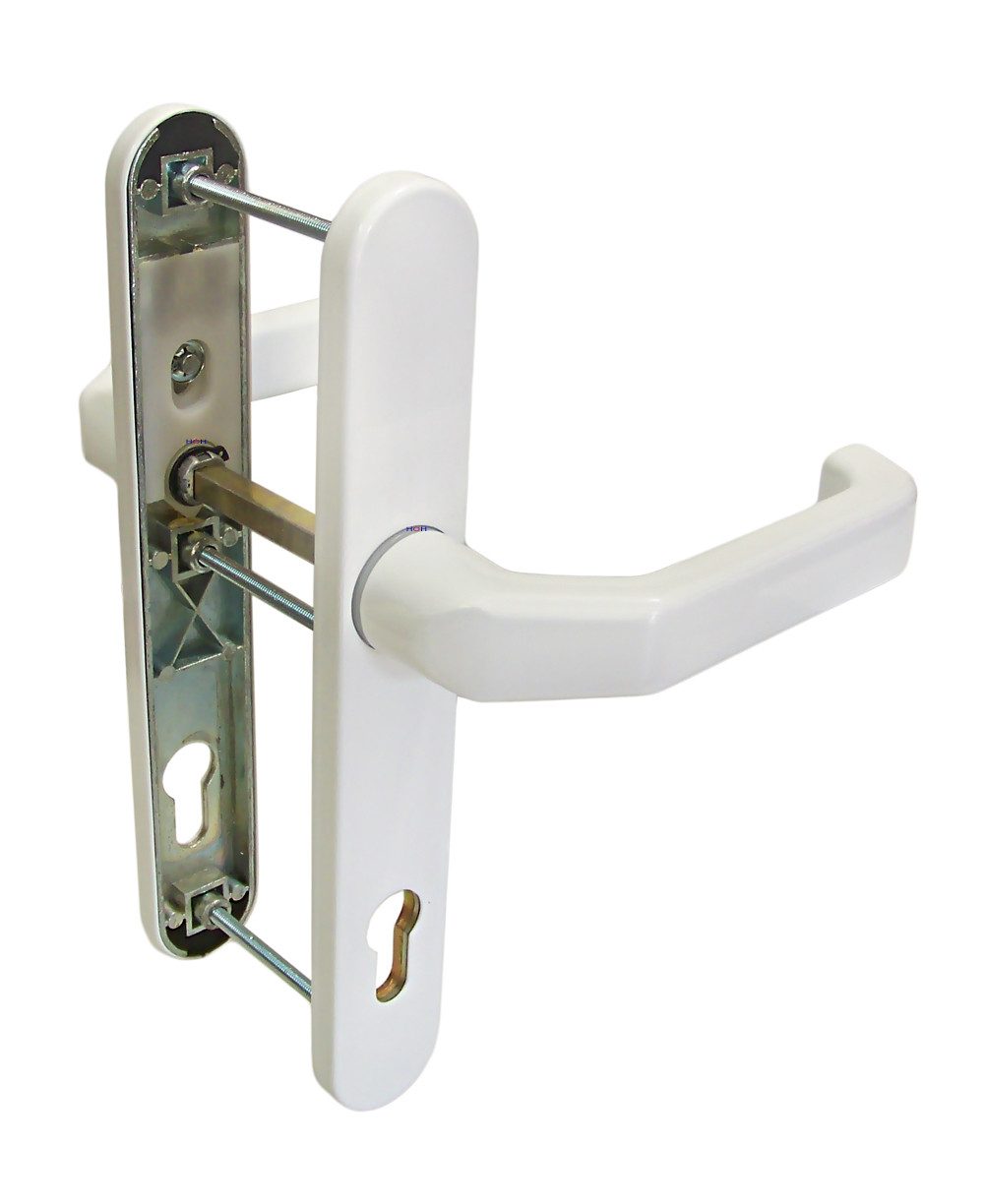 Häusler Onlinehandel GmbH Türbeschlag Schmalrahmen Türbeschlag SRG 1602 Weiss PZ 92 mm Dr-Dr, mitgelieferte Aufschiebhülse bei 10 mm Vierkant-Schlösser verwendbar