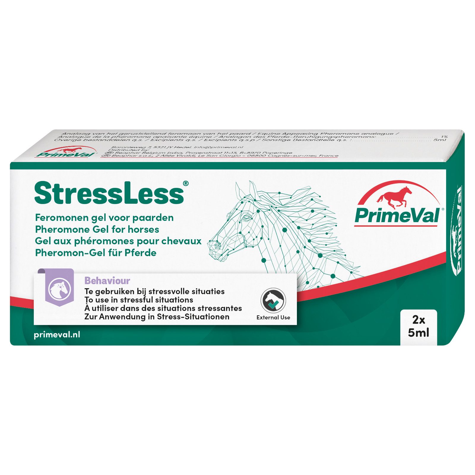 PrimeVal Stressless Pheromon-Gel für Pferde, beruhigendes Ergänzungsfuttermi...