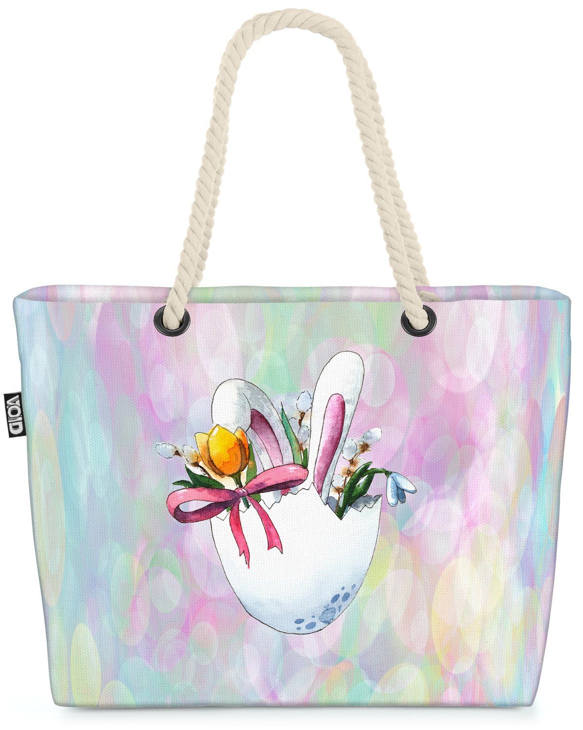 VOID Strandtasche (1-tlg), Osterüberraschung Einkaufstasche Tasche Bag Hase Ostern Beach Blumen