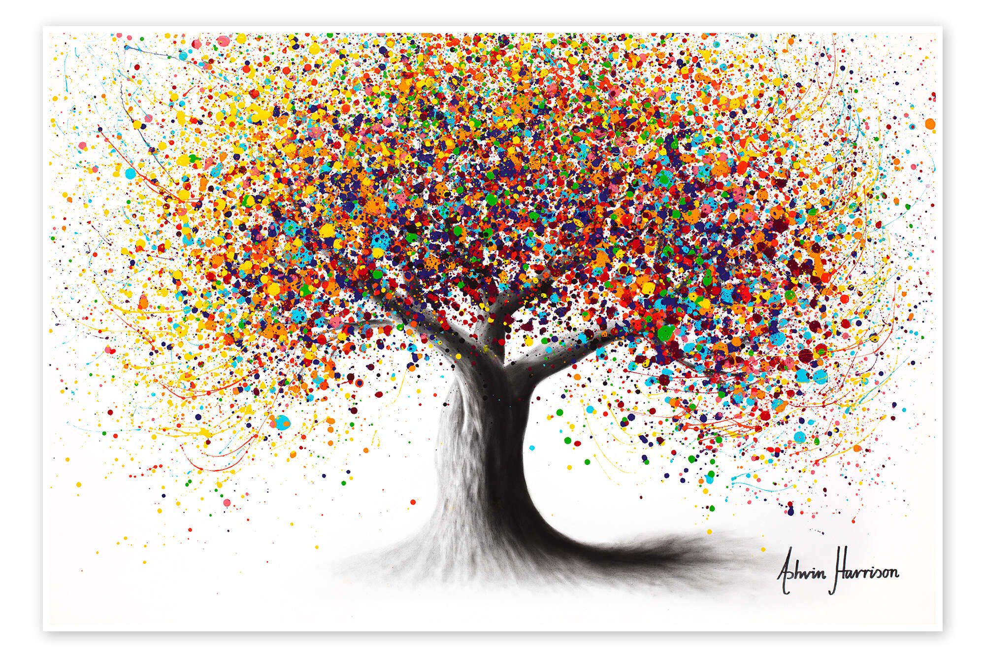 Posterlounge Плакат Ashvin Harrison, Baum mit Regenbogenseele, Wohnzimmer Modern Malerei