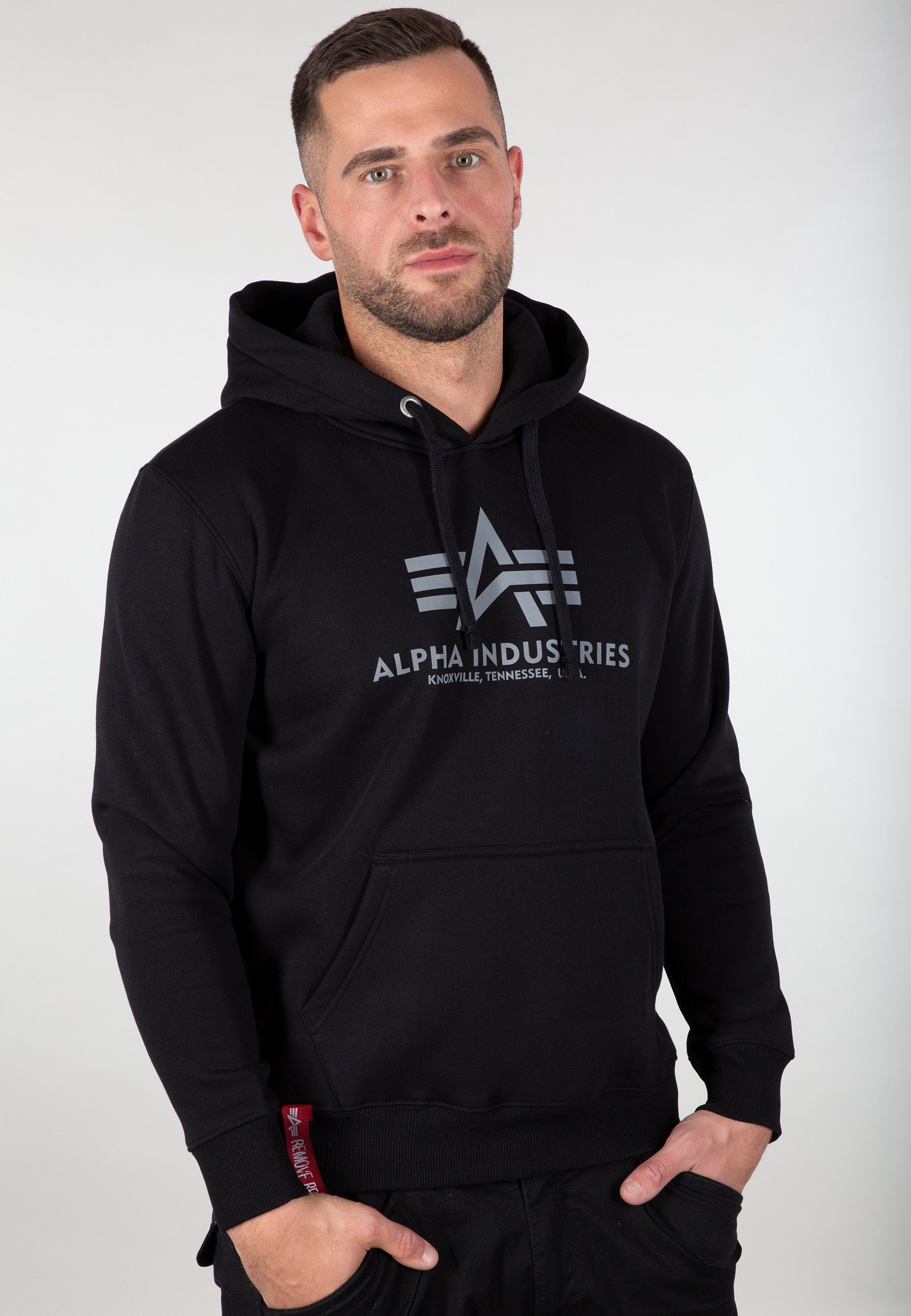 Industries black Reflective Alpha Alpha Hoodie Print Industries Hoodies Basic Hoody - Men