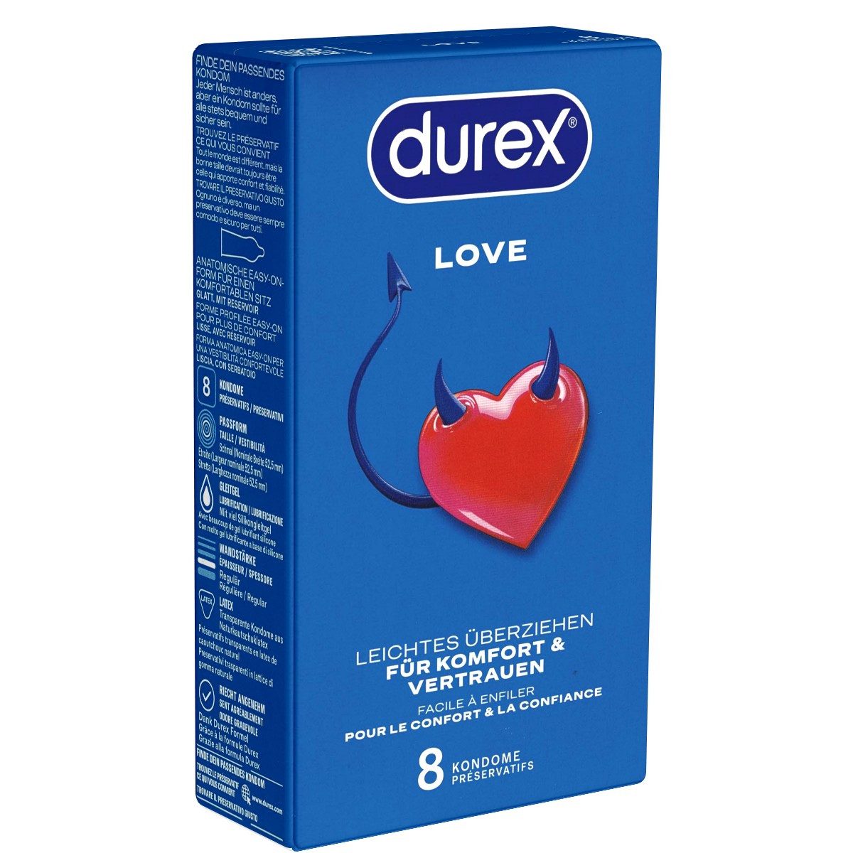 durex Kondome Love Packung mit, 8 St., freche Markenkondome für Moments in Love