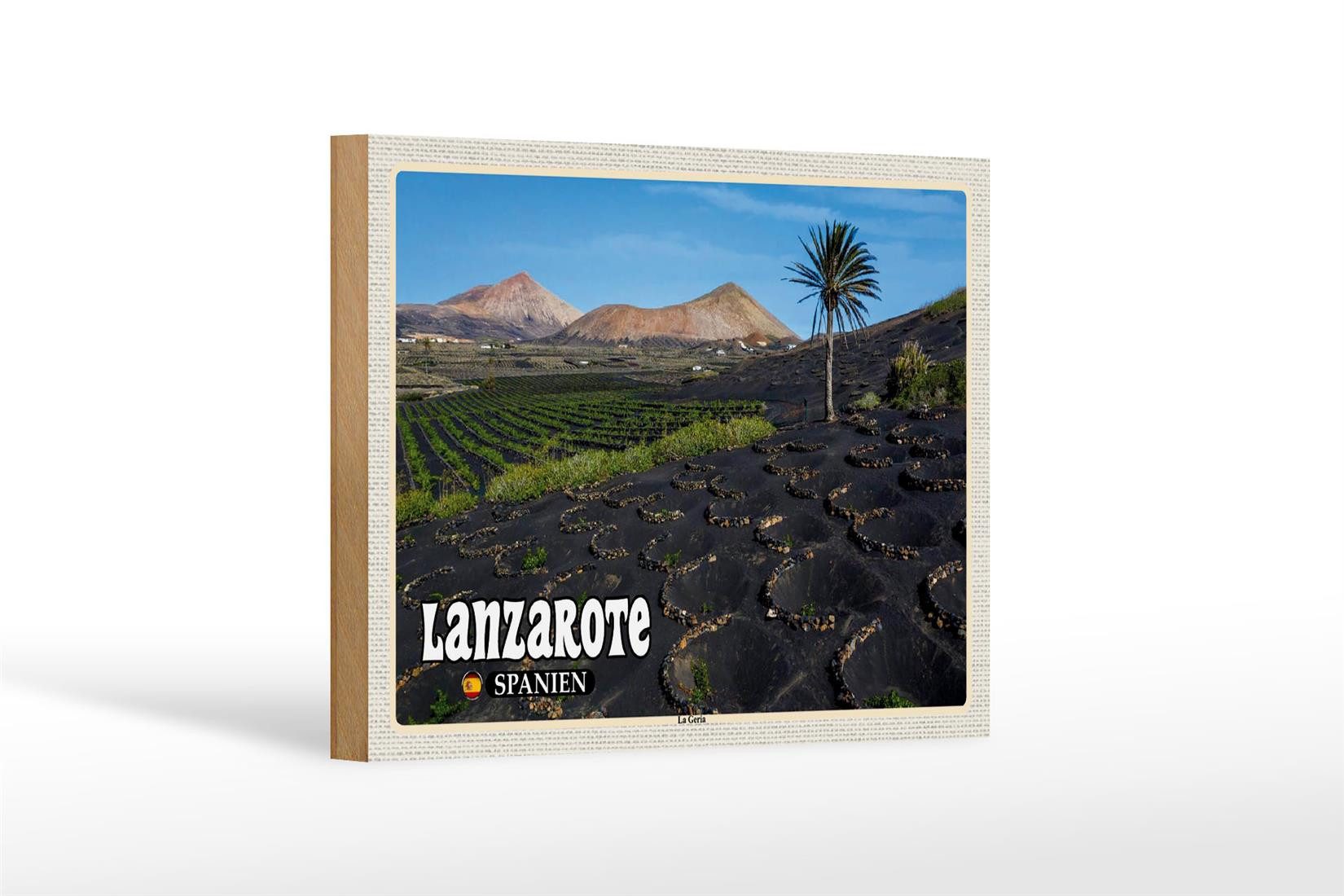 Femer GmbH Holzbild Reise 18x12 cm Lanzarote Spanien La Geria Dorf, (1 St), Glatte Holzfaserplatte (MDF), vorn beschichtet