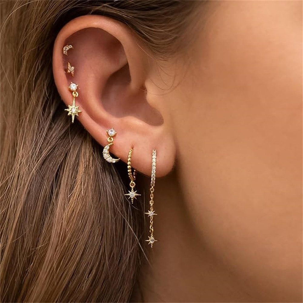 RWEUOQ Ohrhänger-Set Ohrhänger-Set Kettensternohrringe Piercing lange günstig online kaufen