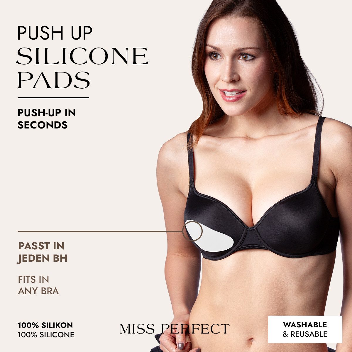 Miss Perfect BH-Einlagen 39000-30, Push-up Silicone Pads – Silikon-Einlagen für volleres Dekolleté