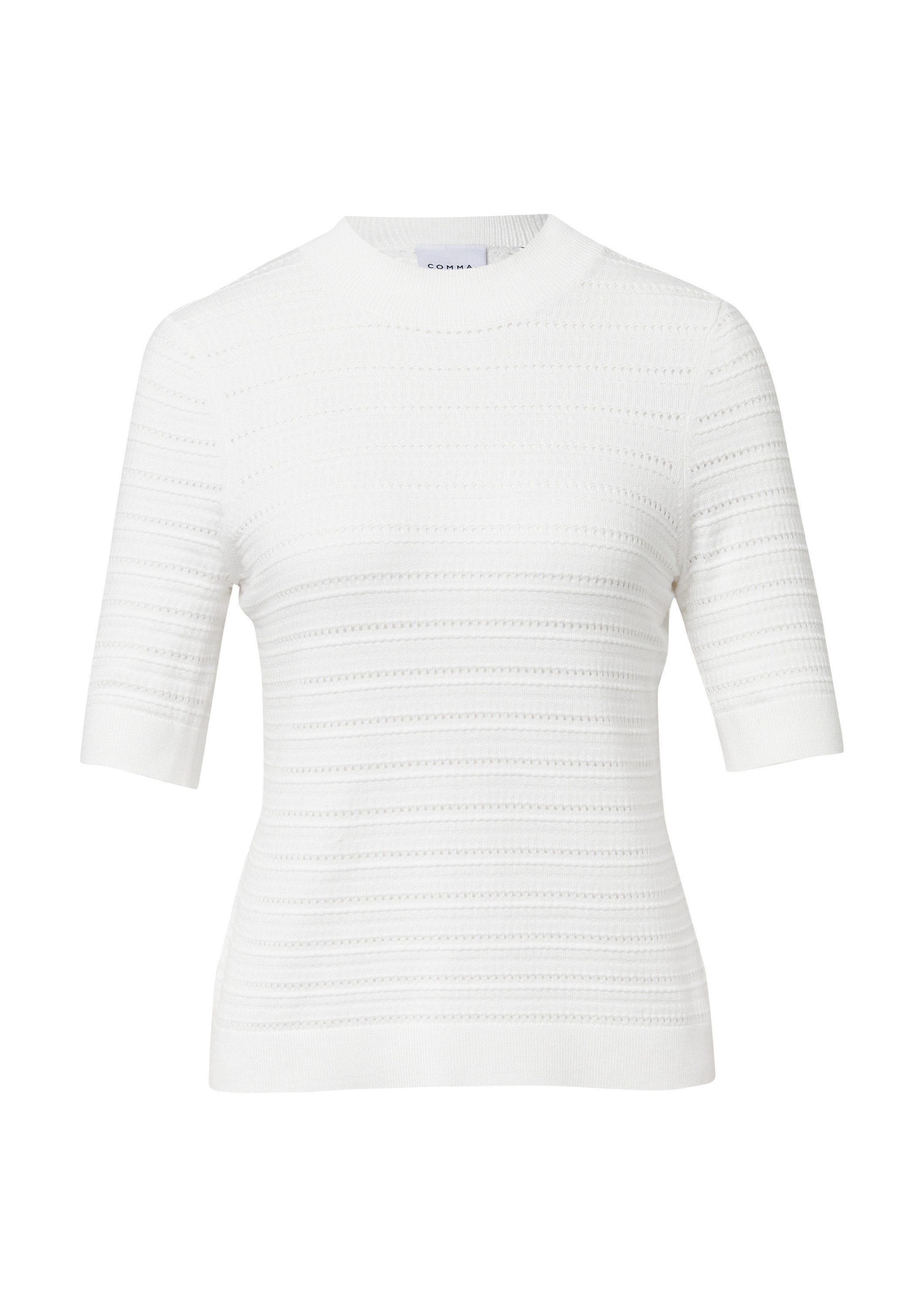 comma Kurzarmpullover Strickpullover Strukturierter Feinstrickpullover aus günstig online kaufen