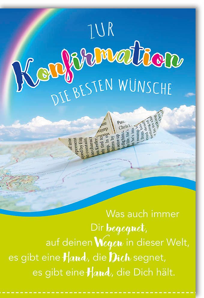 Grußkarten Konfirmation - Karte mit Umschlag - Papierboot