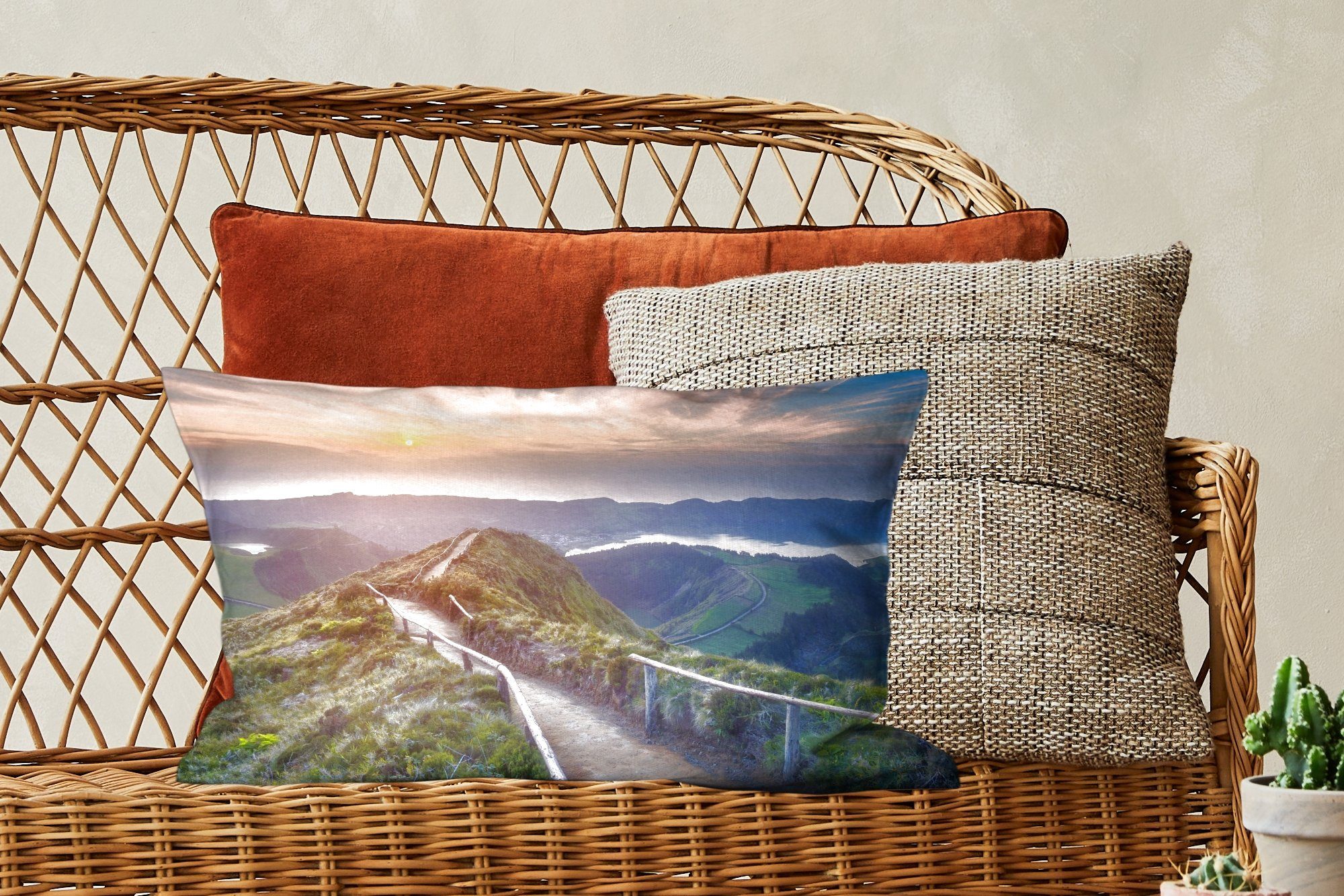 MuchoWow Dekokissen Berge - Dekoration, Füllung, Wohzimmer mit Zierkissen, Natur, Dekokissen - Schlafzimmer Sonne