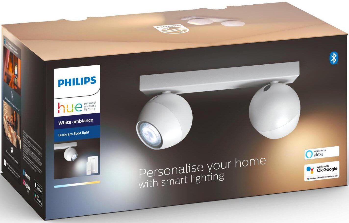 Philips Hue LED Flutlichtstrahler Dimmfunktion, Leuchtmittel Buckram, wechselbar, Warmweiß