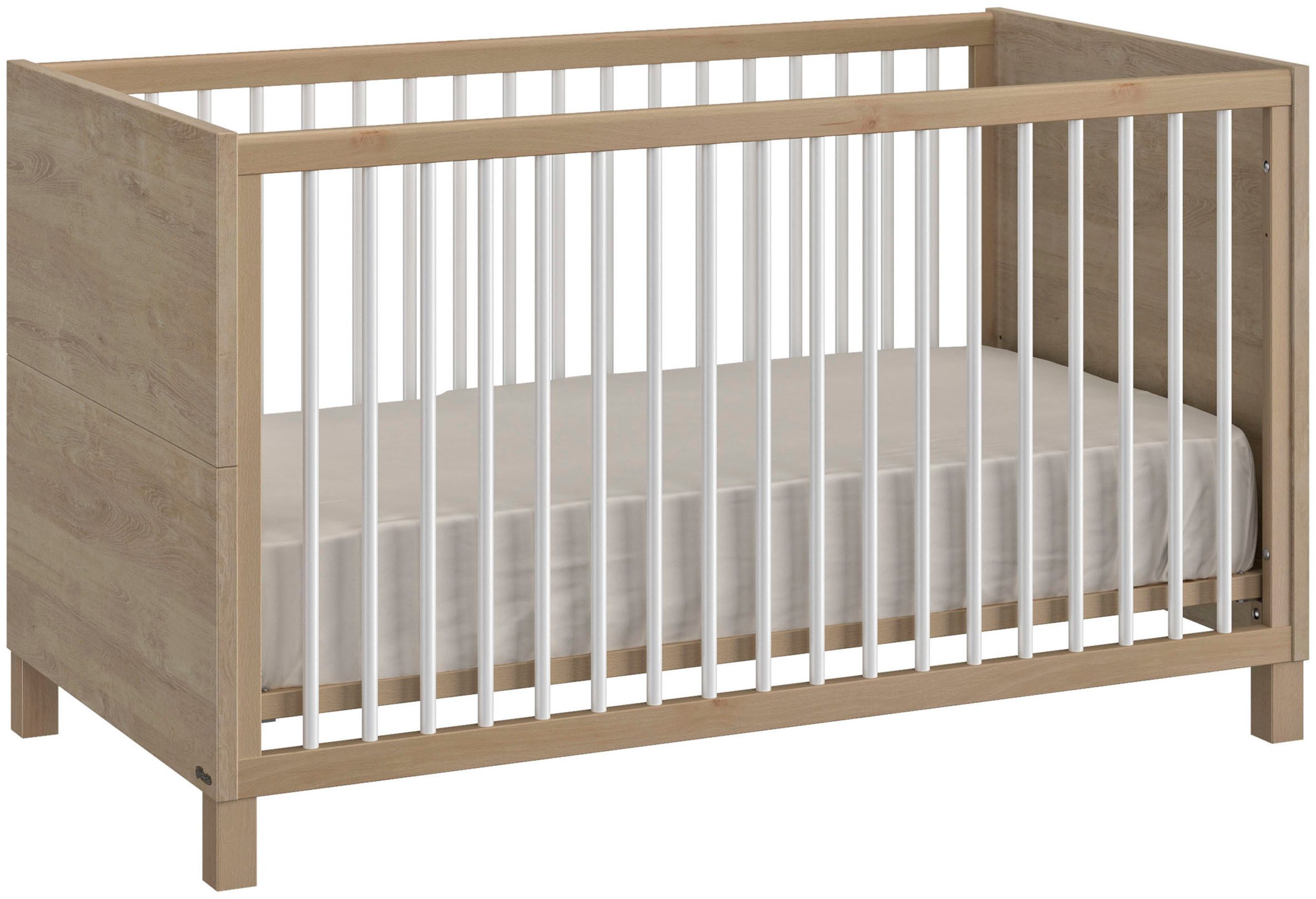 Gami Babybett Babybett Achille, Zum „Little Bed“ umbaubar mit 140 cm Umbauseiten (optional).