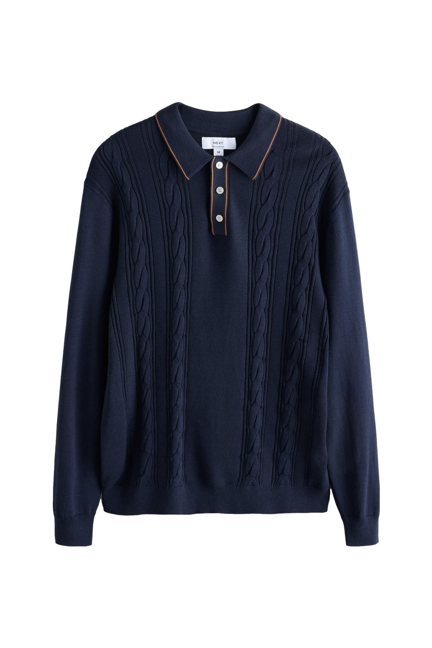 Next Polokragenpullover Strick-Poloshirt mit Zopfmuster und Randstreifen (1-tlg)