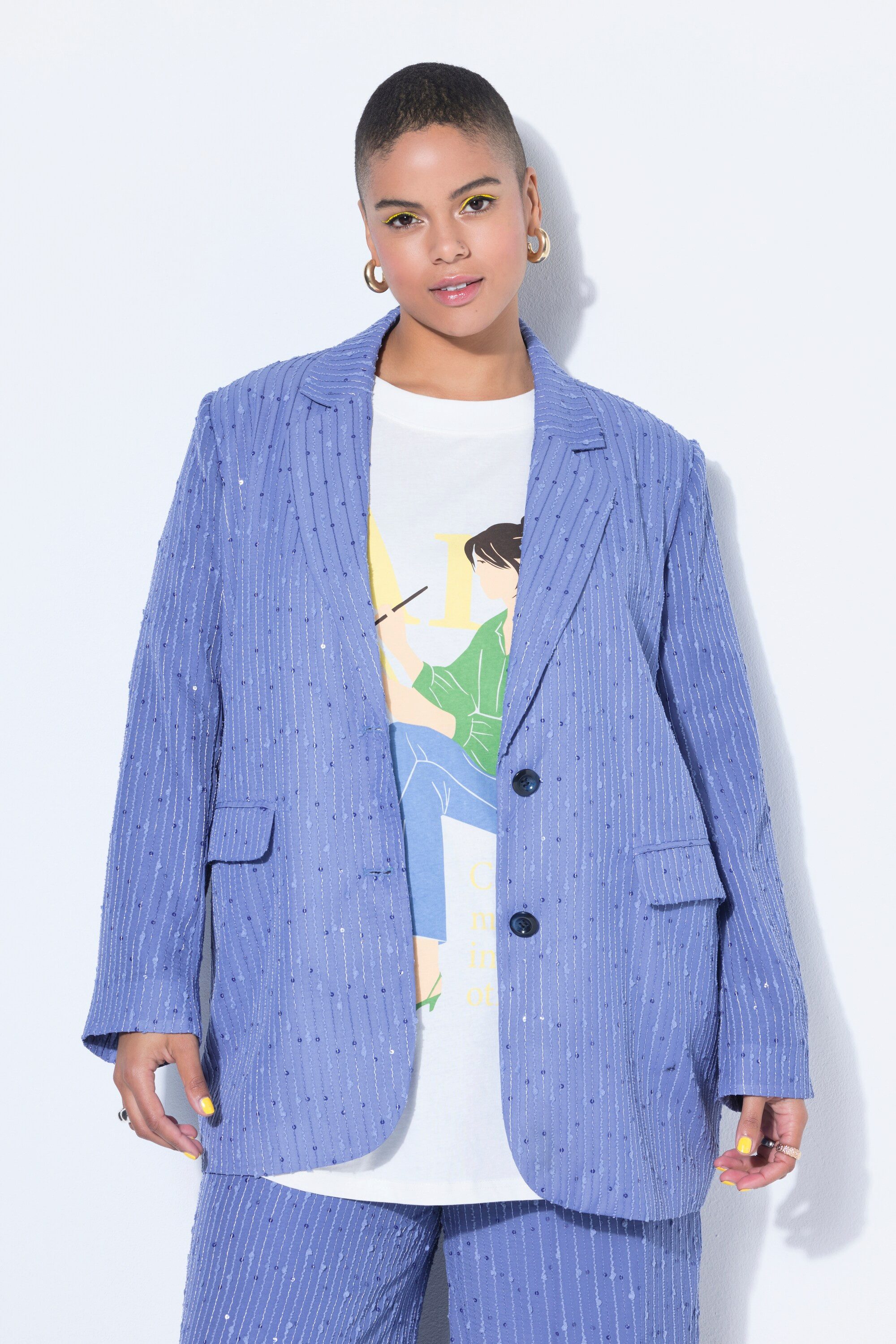 Studio Untold Blusenblazer Blazer oversized Pailletten-Streifen