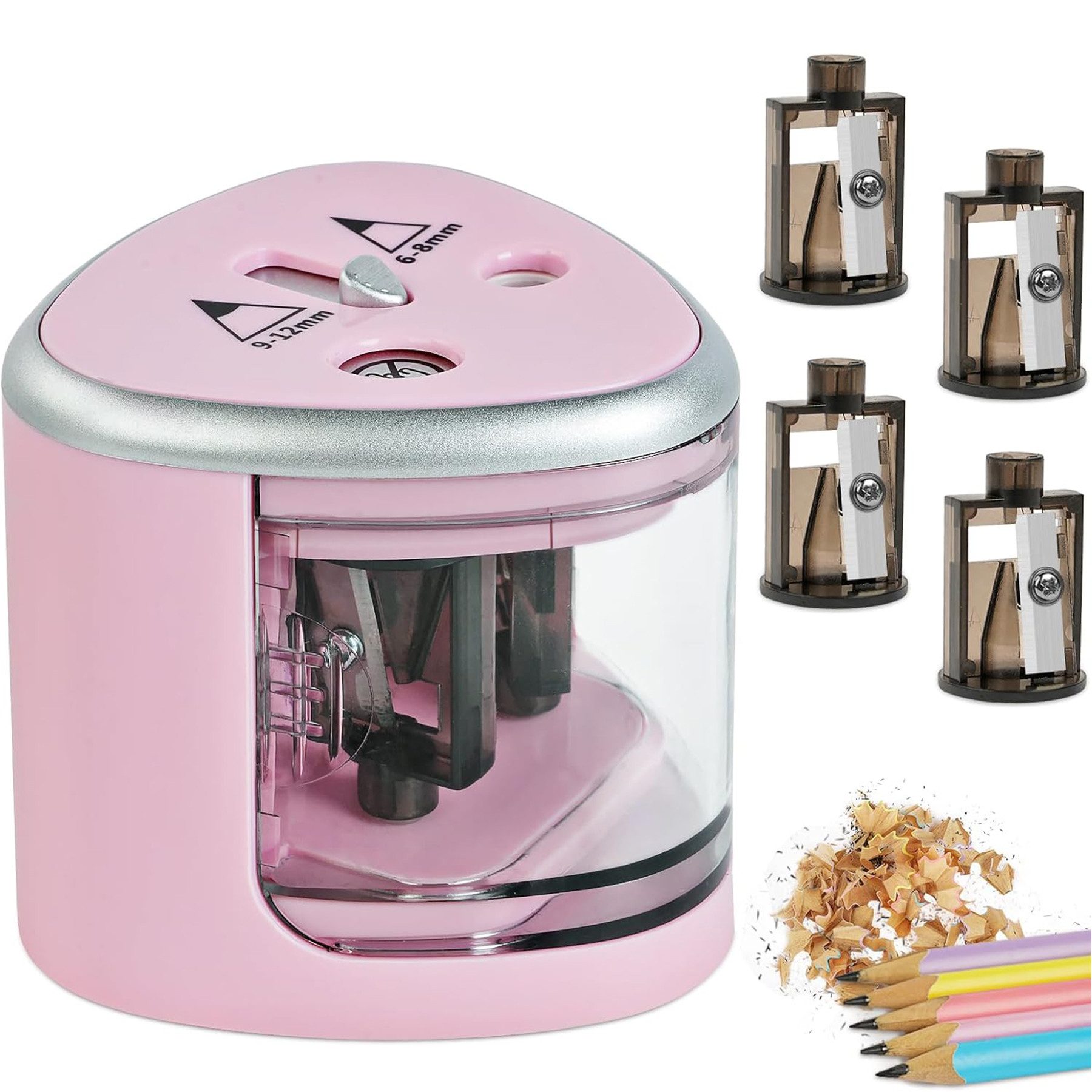 Senmudi Anspitzer Anspitzer Doppelspitzer, Doppelloch-Batteriespitzer für 6-12mm, No.2/Buntstifte,schnellen Anspitzen,geeignet für Schule Klassenzimmer