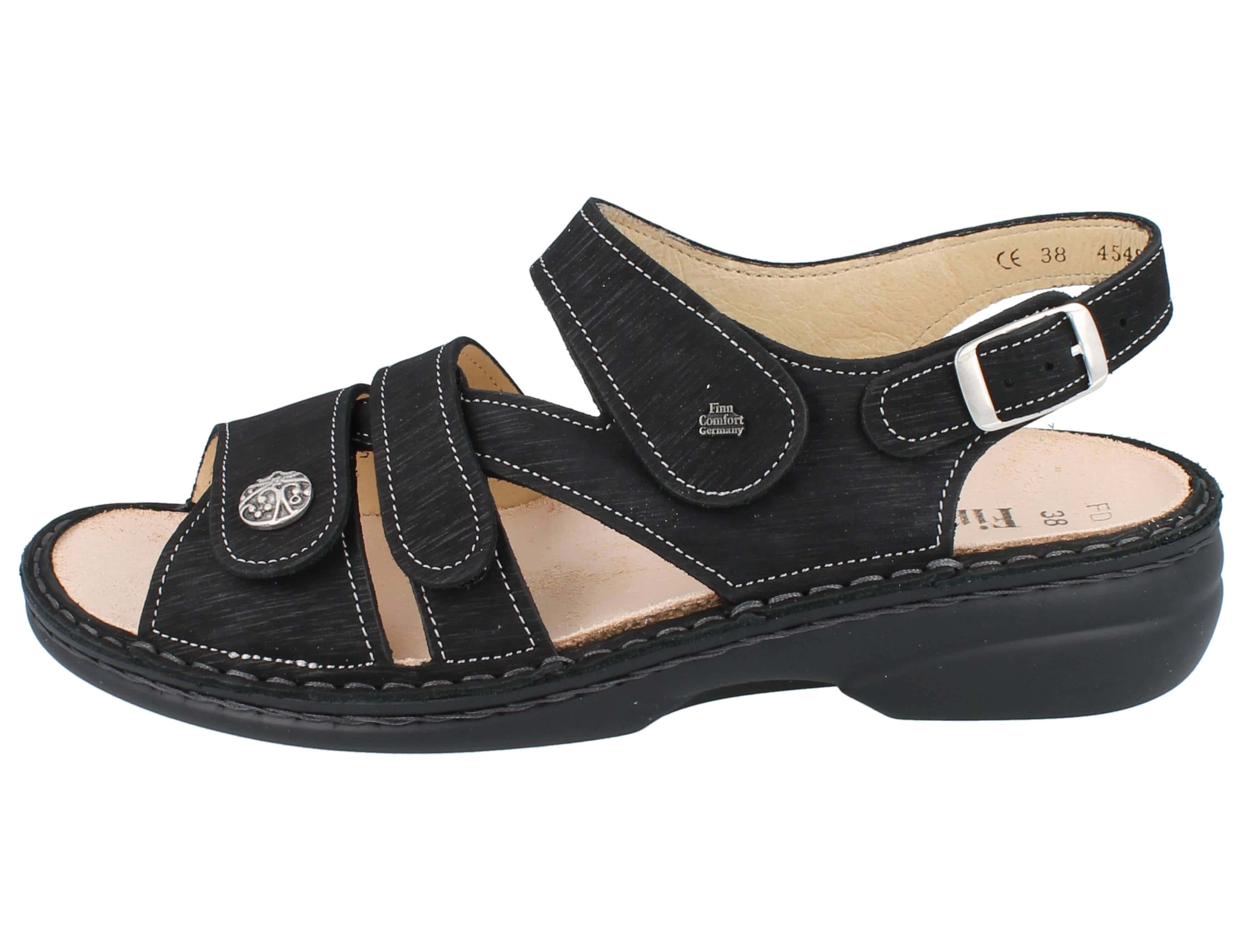 Finn Comfort FINN COMFORT Gomera Damen Sandalen schwarz Astor Nubukleder - Größe: Sandale Wechselfußbett