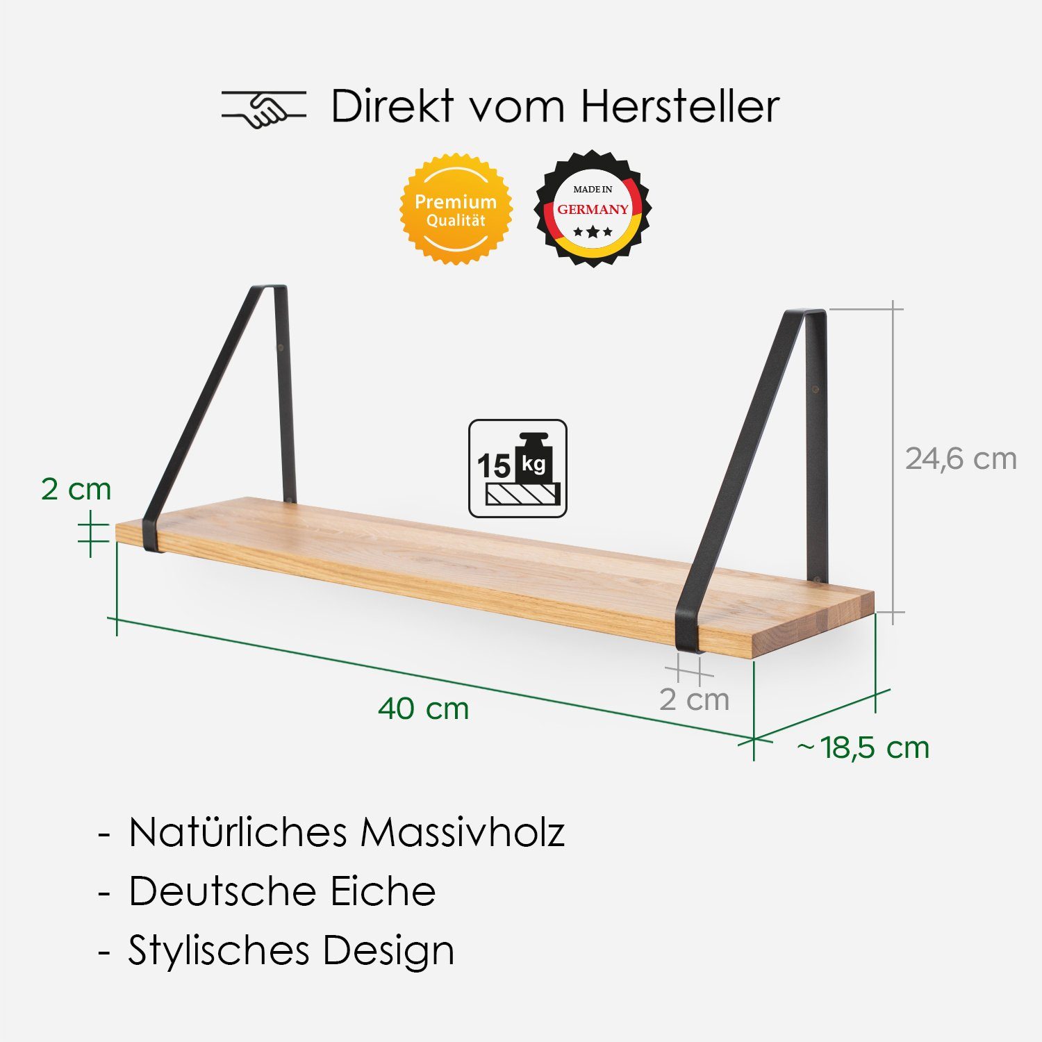 Rikmani Wandregal RAY Schweberegal Eiche schwarz, günstig online kaufen