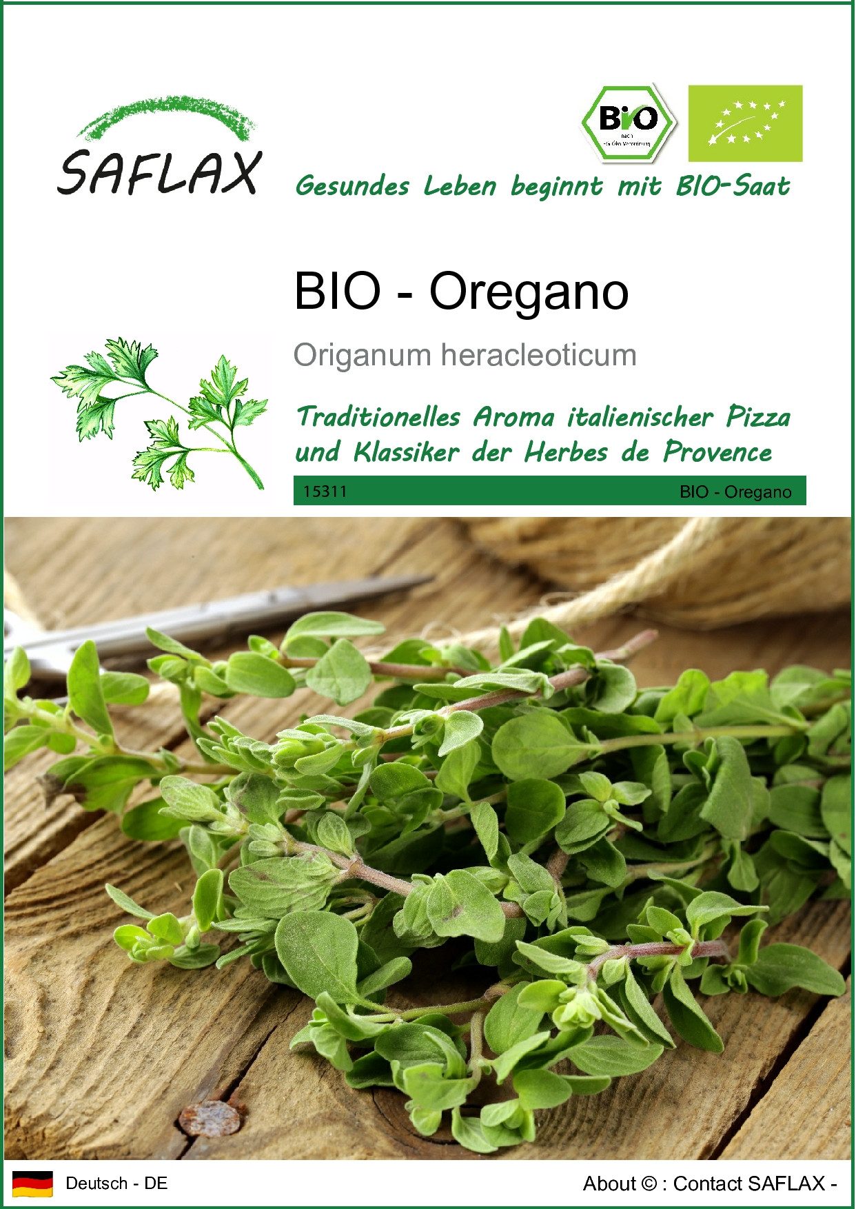 Kräutersamen SAFLAX - Samen - BIO - Oregano