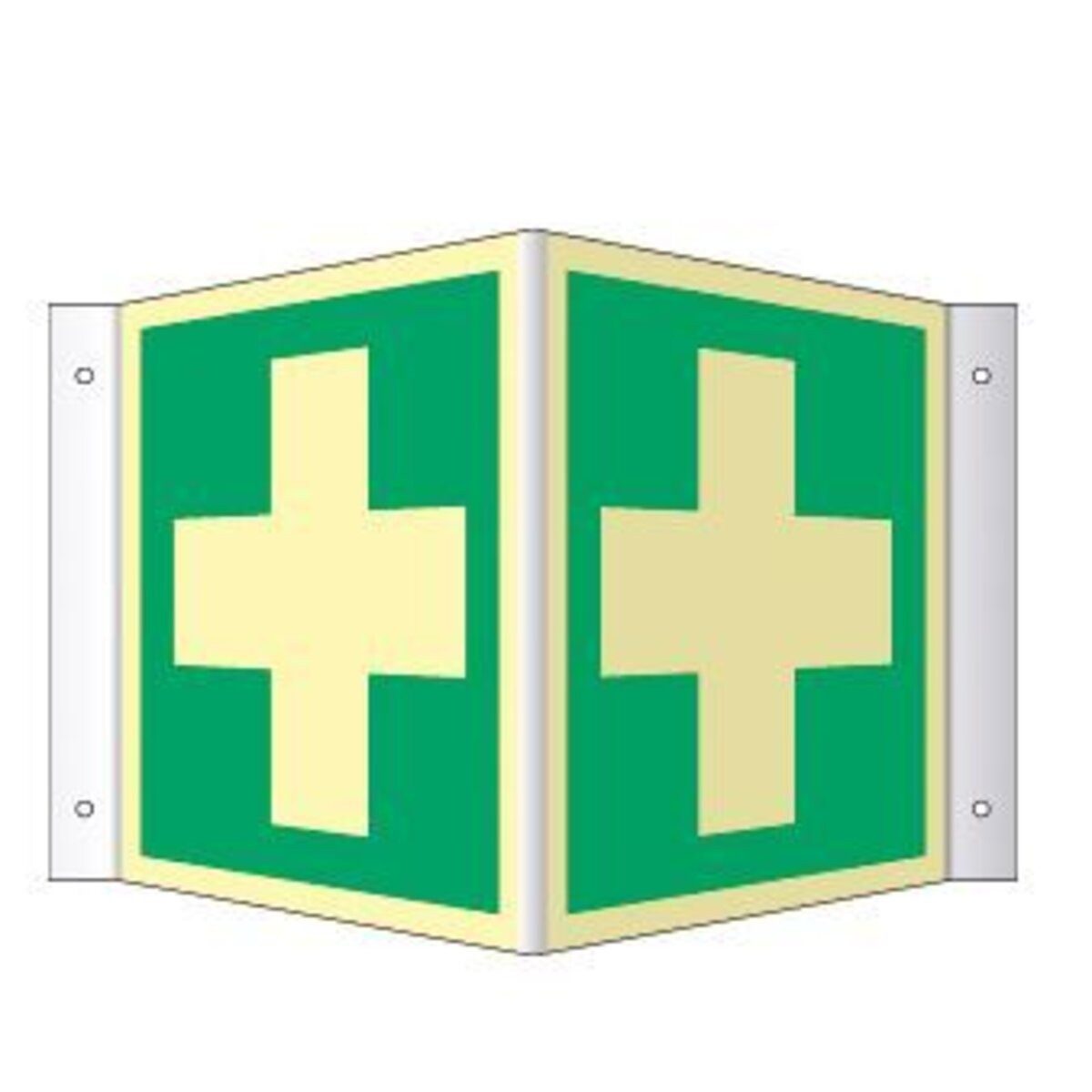 MOEDEL Hinweisschild Winkelschild Erste Hilfe ISO 7010 Kunststoff langnachleuchtend 20 x 20