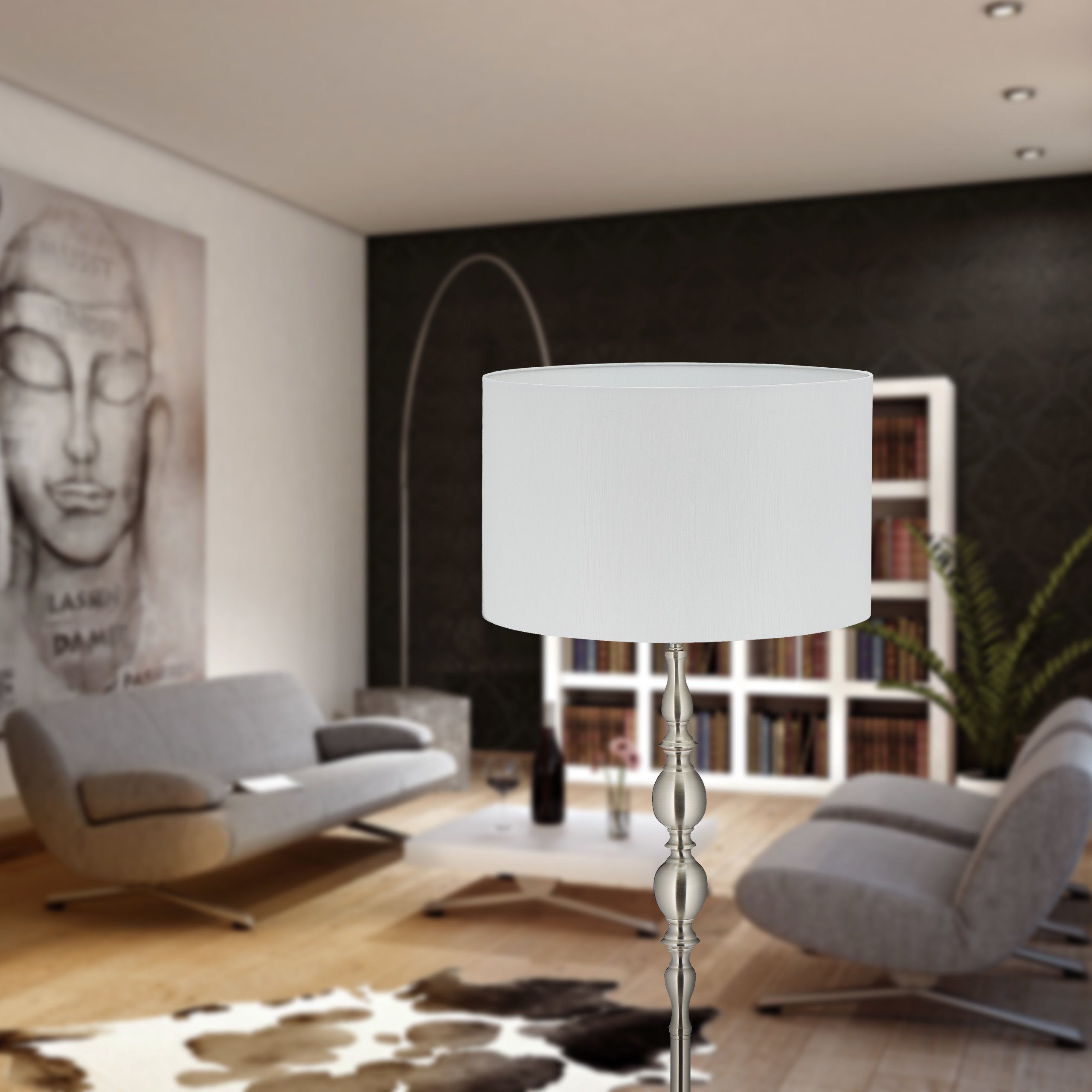 relaxdays Stehlampe Wohnzimmer beige, Stimmungsvolle Beleuchtung, E27-Fassung (max. 40 W), Leuchtmittel nicht enthalten