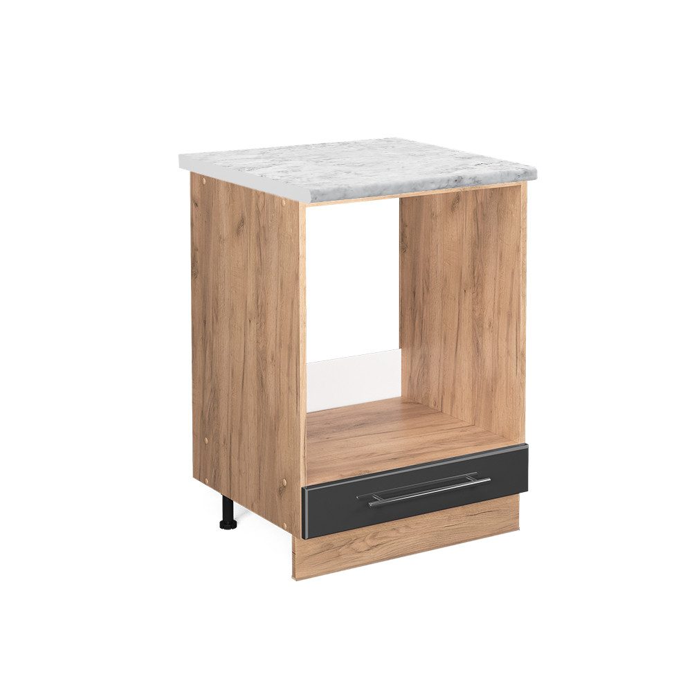 Vicco Herdumbauschrank Fame-Line Anthrazit Hochglanz/Goldkraft Eiche 60 cm günstig online kaufen
