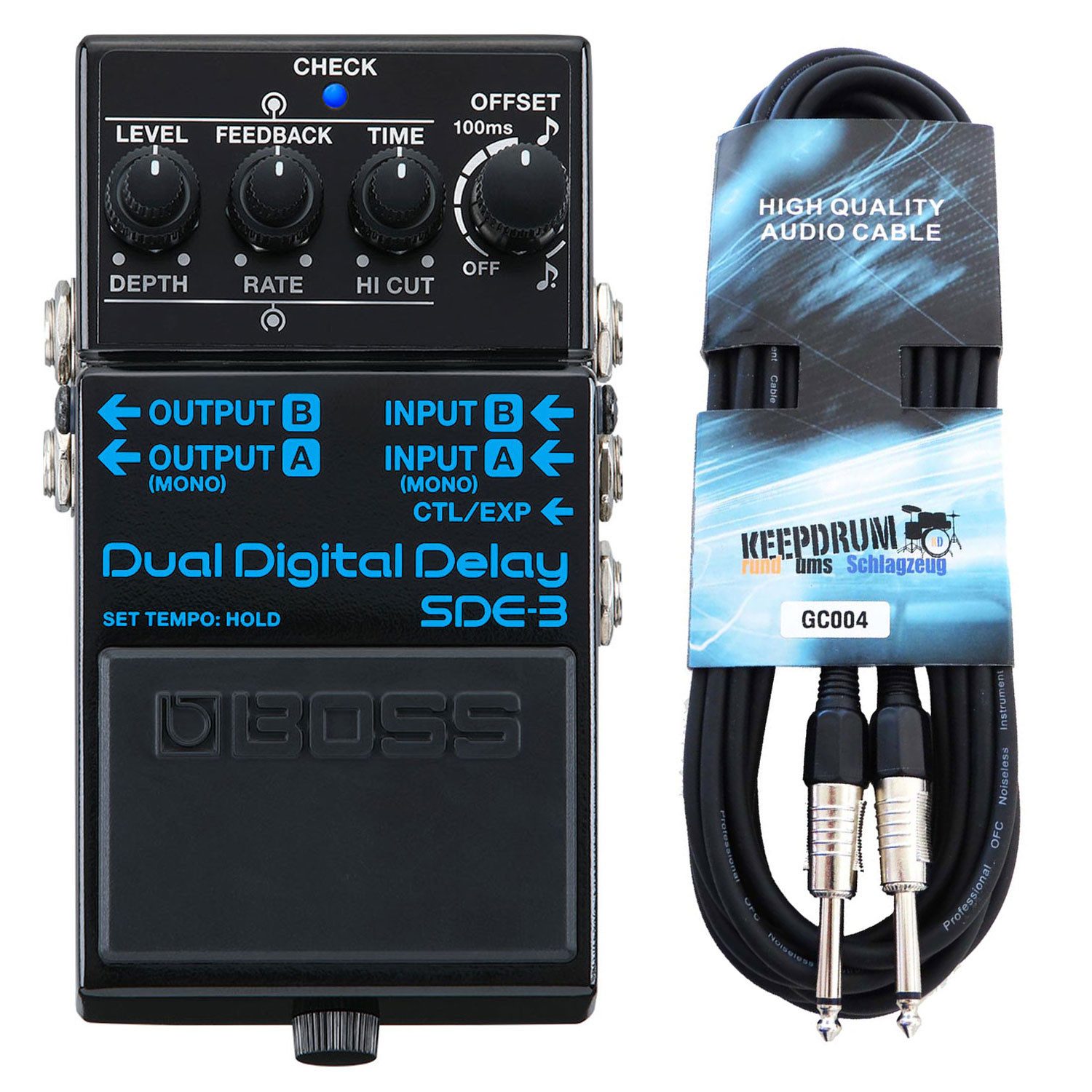 Boss by Roland E-Gitarre Boss Effektgerät SDE-3 Digital Dual Delay Pedal mit Kabel, Effektgerät, E-Gitarre, Effektgerät