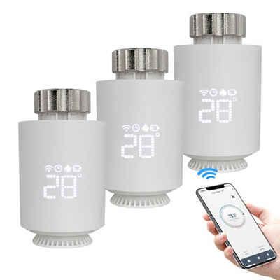 TWSOUL Heizkörperthermostat Mobile APP steuert intelligenten Thermostat, (3 St) Hochpräzise Einstellung, Mehrere Moduseinstellungen zum Energiesparen