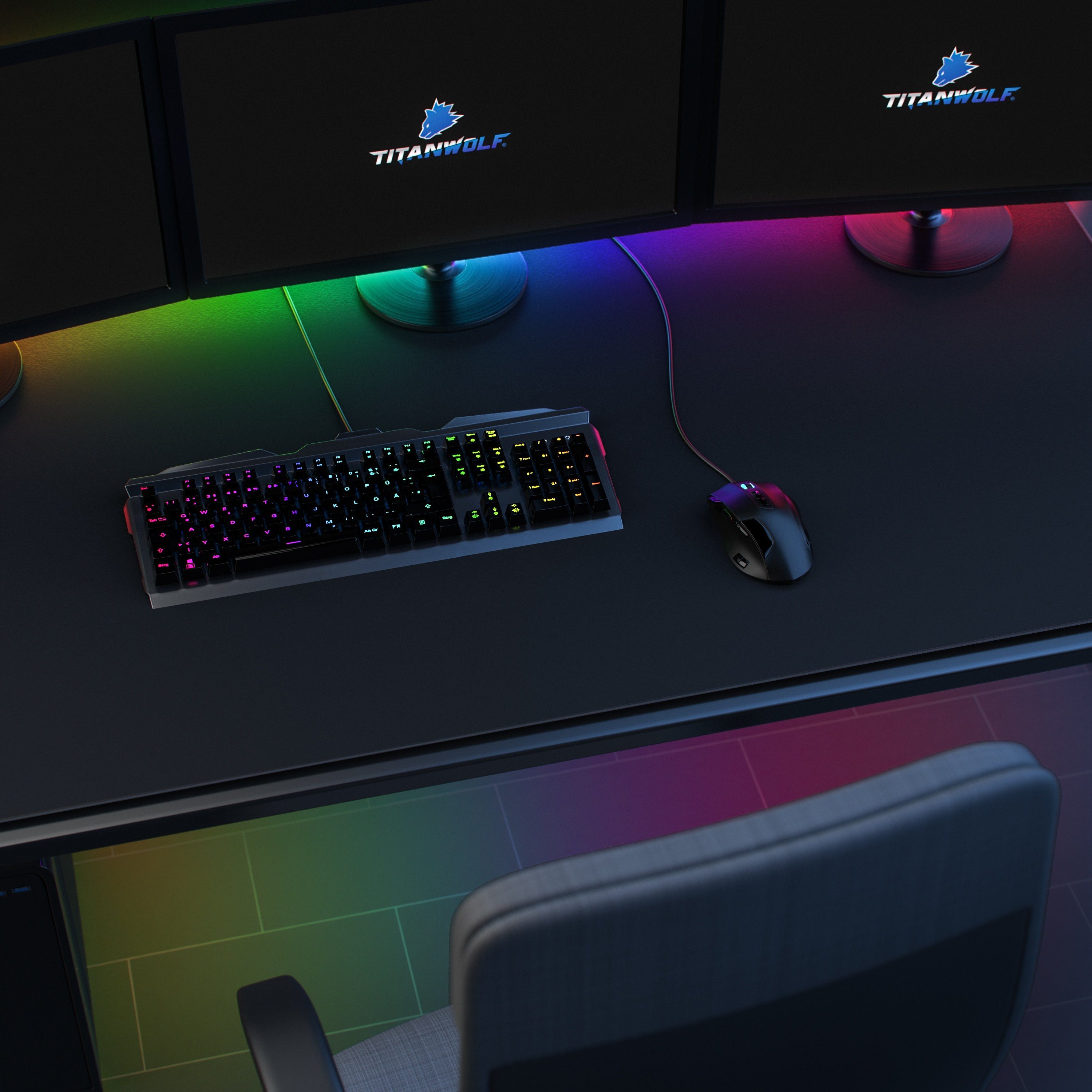 Titanwolf Gaming Mauspad XXXL Speed Mousepad 1500 x 800 x 3 mm, große Tischunterlage, rutschfest, abwaschbar, Geschwindigkeit & Präzision, schwarz