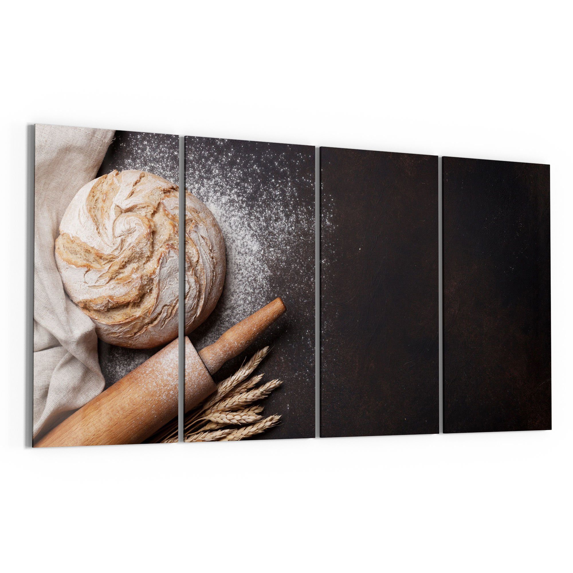 DEQORI Glasbild 'Brot mit Nudelholz', 'Brot mit Nudelholz', Glas Wandbild Bild schwebend modern
