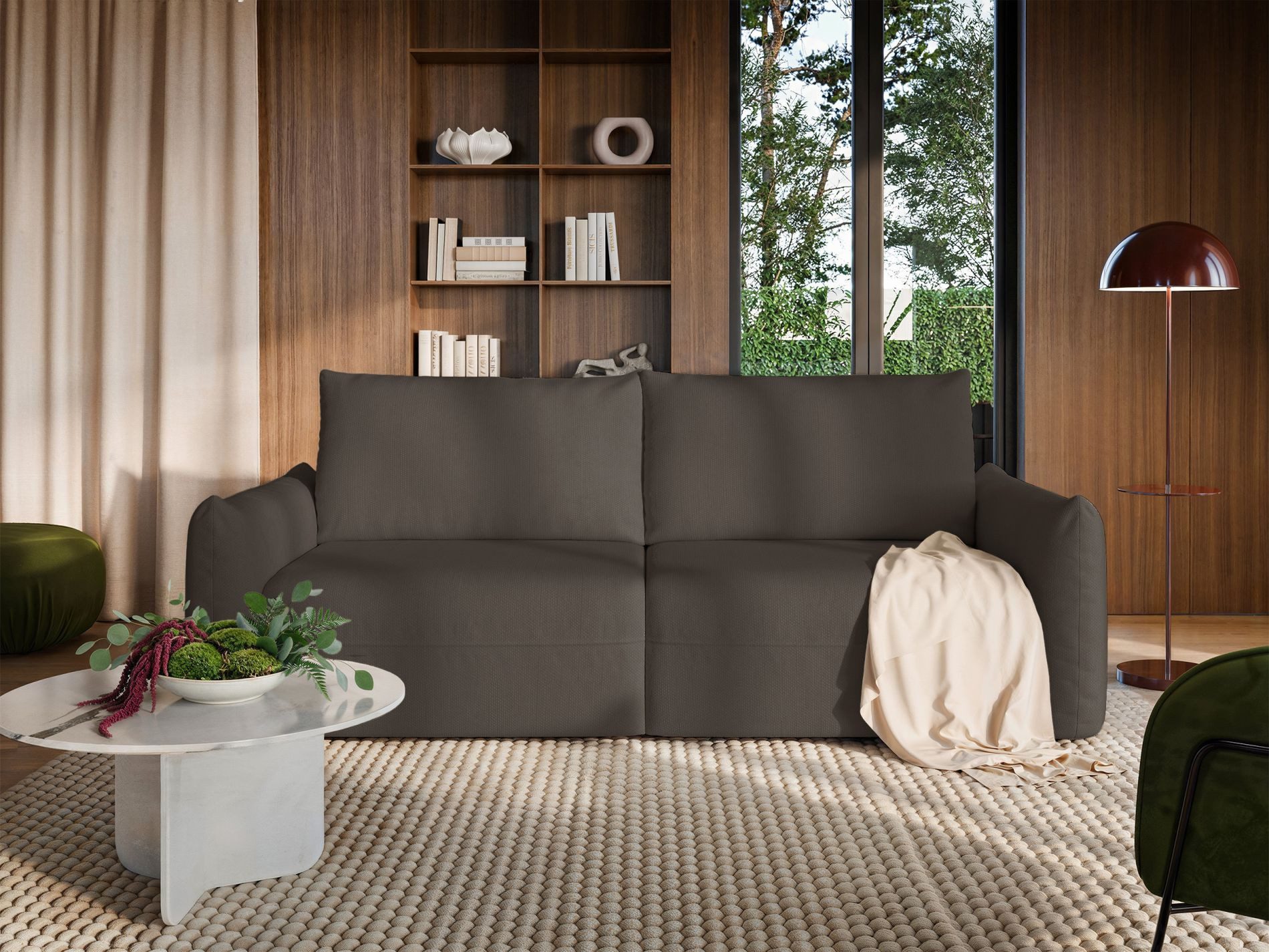 Selsey Schlafsofa, 3-Sitzer-Schlafsofa mit DL-Auszug, Chenille und Bettkasten