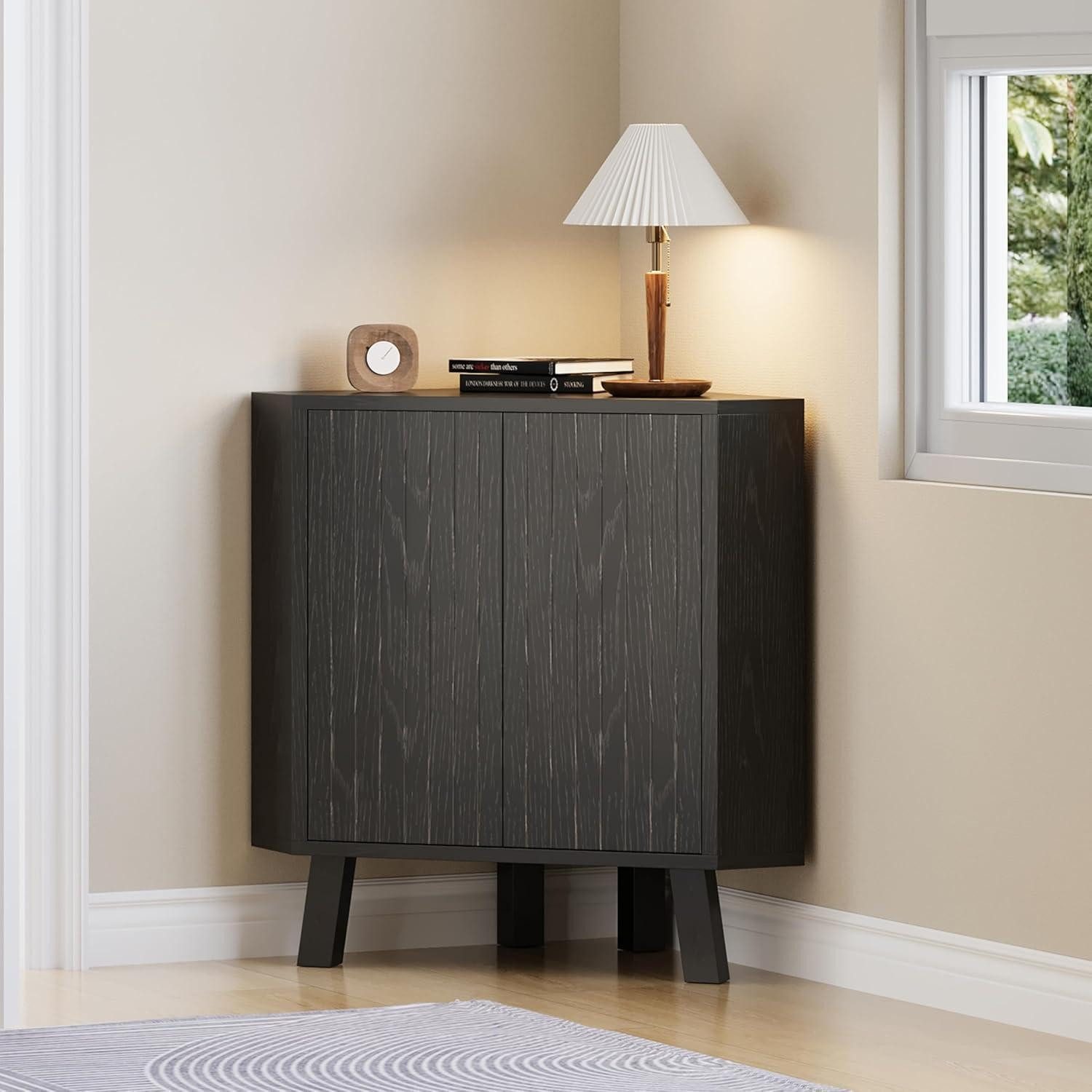 LuxusKollektion Eckkommode Eckschrank Sideboard Kommode Aufbewahrungsschrank 80x40x78cm Schwarz