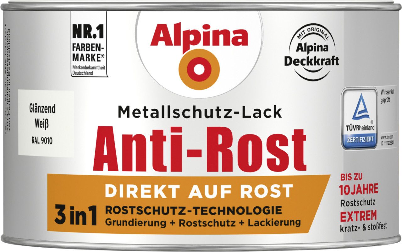 Alpina Metallschutzlack Alpina Metallschutz-Lack Anti-Rost 300 ml weiß