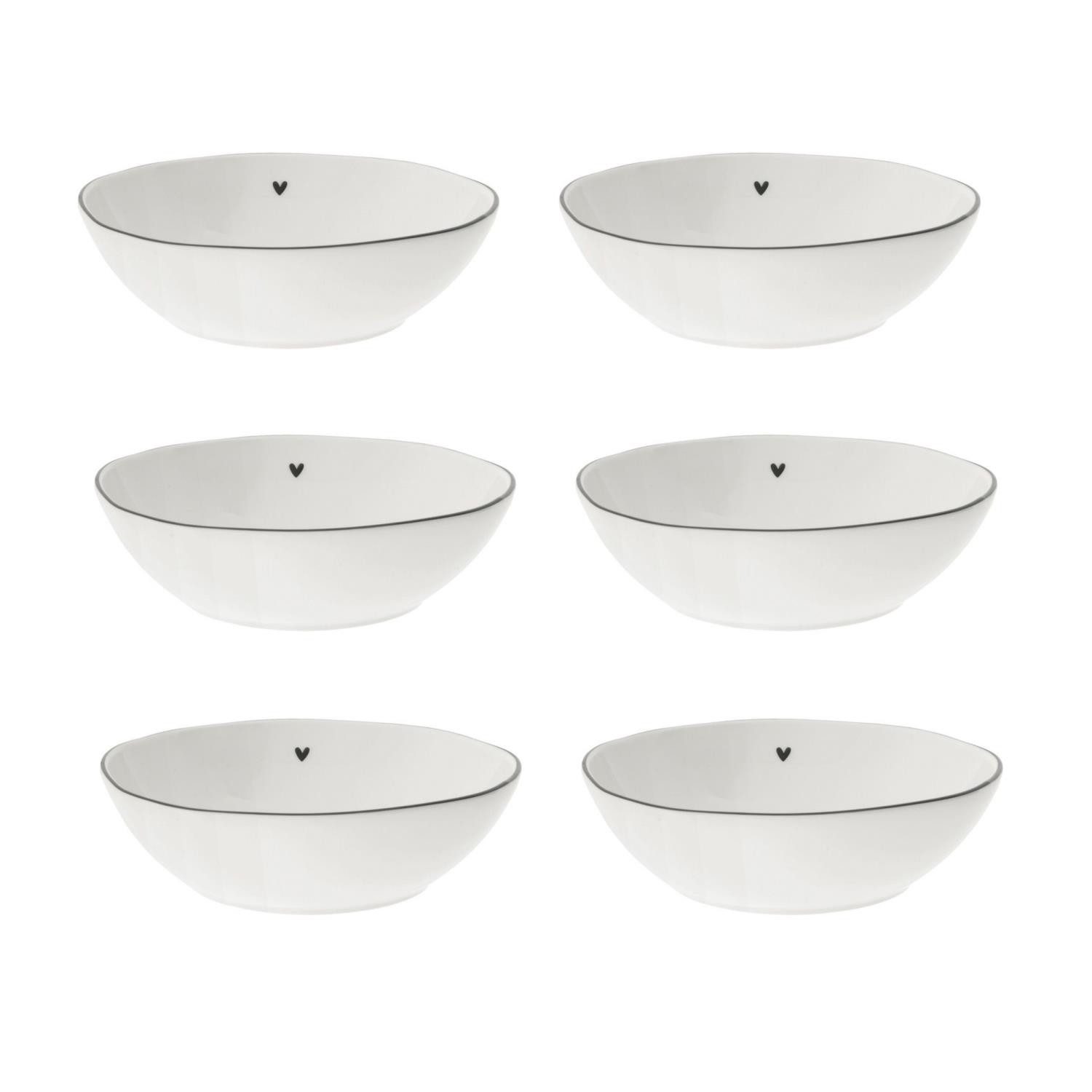 Bastion Collections Müslischale Schwarzes Herz, Keramik, Spülmaschinengeeignet, Weiß, Motiv: schwarzes Herz