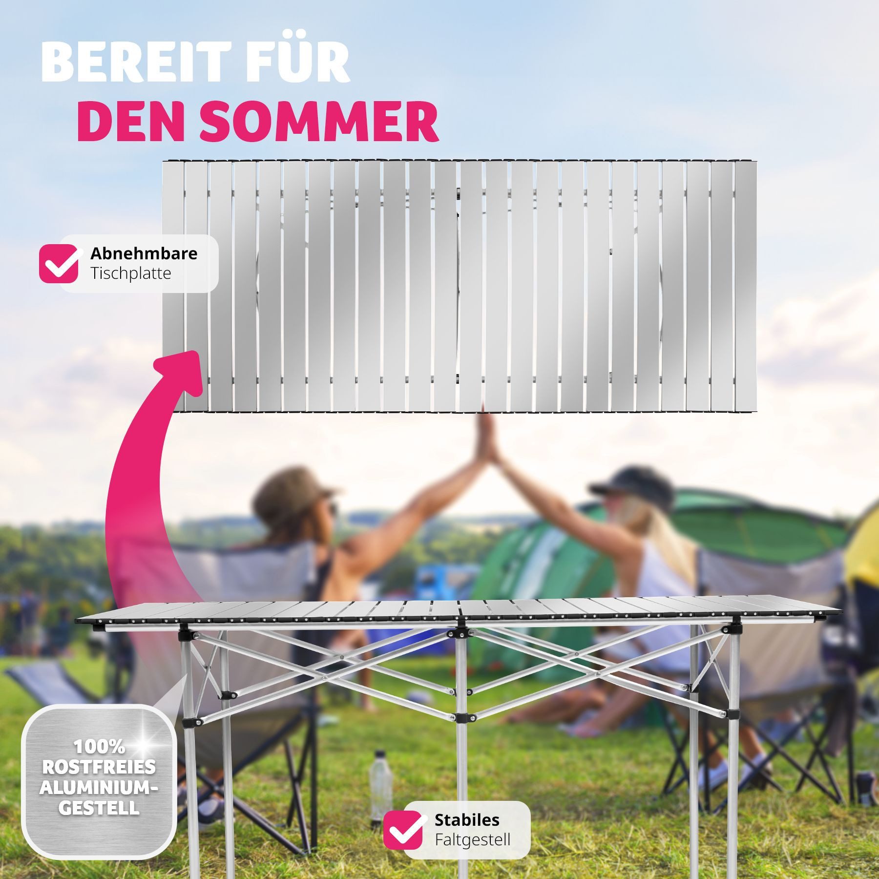 tectake Campingtisch Aluminium Campingtisch (1-St., 1 tlg), Klappbares Aluminiumgestell