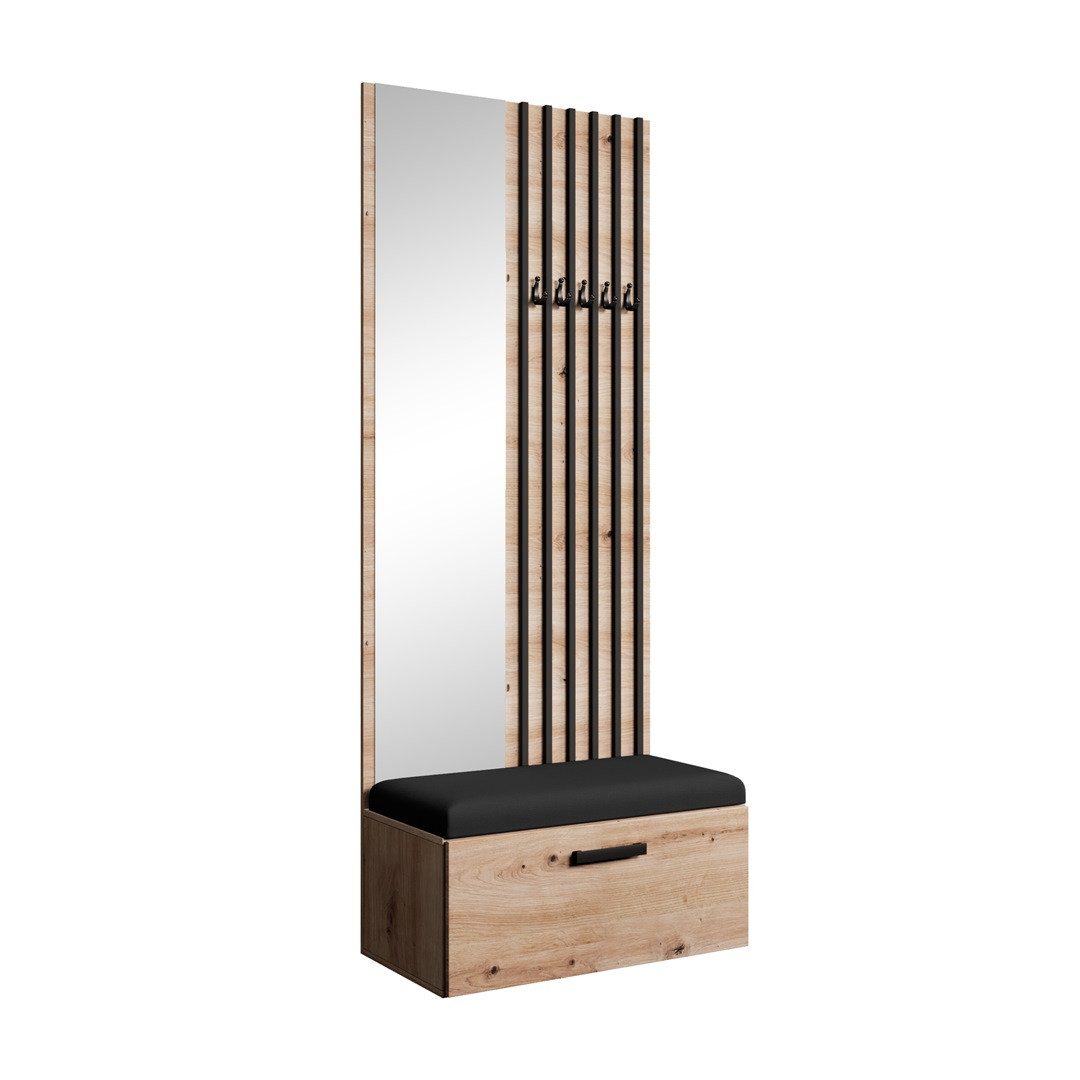 Beautysofa Garderobenschrank mit Lamellen, Spiegel und Kleiderhaken MARGARE günstig online kaufen