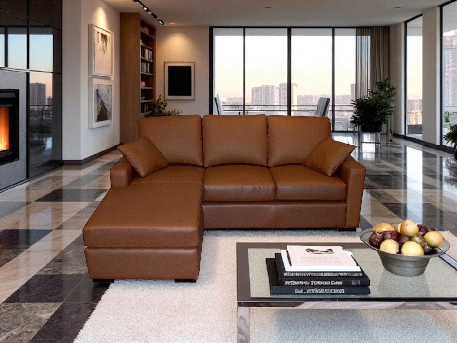 Salottini Ecksofa Ecksofa Modell Jessy Mini Design Eckcouch VOLLLEDER Leder, 2 Teile, Vollleder