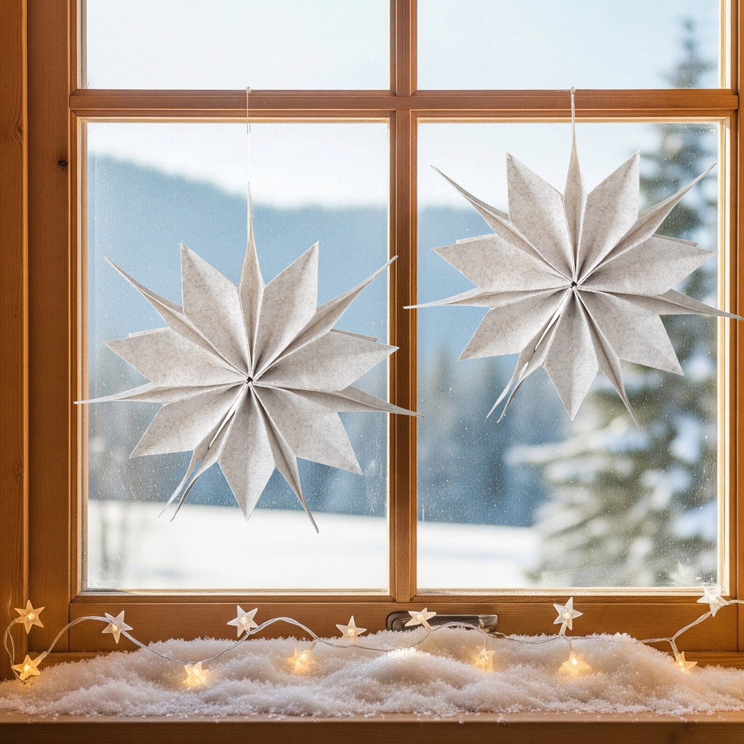 Logbuch-Verlag Baumbehang Stern Anhänger Filz Creme 40 cm – Weihnachtsstern zum Aufhängen