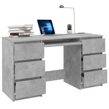 furnicato Schreibtisch Betongrau 140x50x77 cm Holzwerkstoff