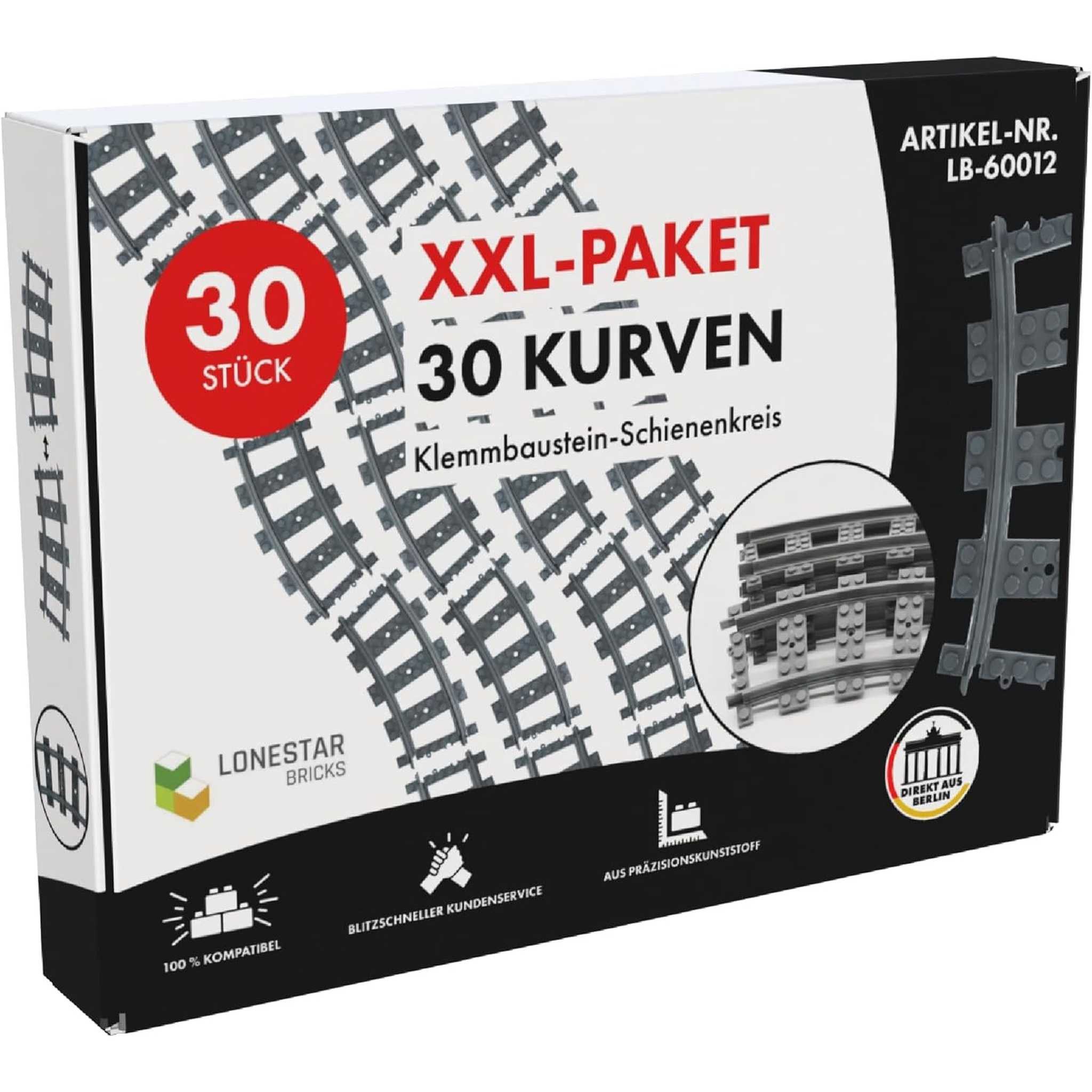 Lonestar-Bricks LB-60012 - 30 Stück Schienen Kurven (Lonestar-Bricks) Spielbausteine