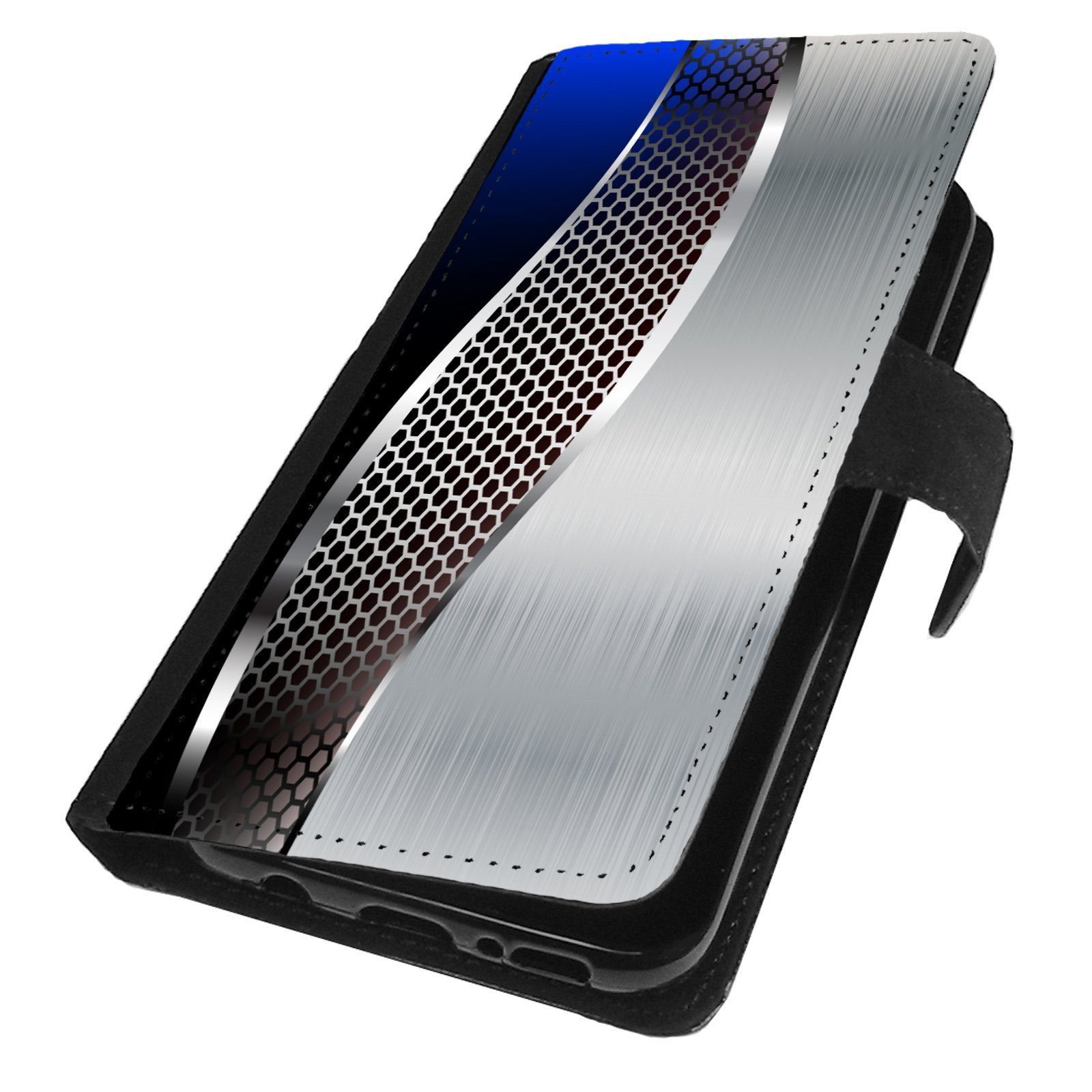 Traumhuelle Handyhülle MOTIV 303 Blau Silber Hülle für iPhone Xiaomi Google Huawei Motorola, Handy Tasche Schutz Etui Flip Case Klapp Hülle Cover Silikon