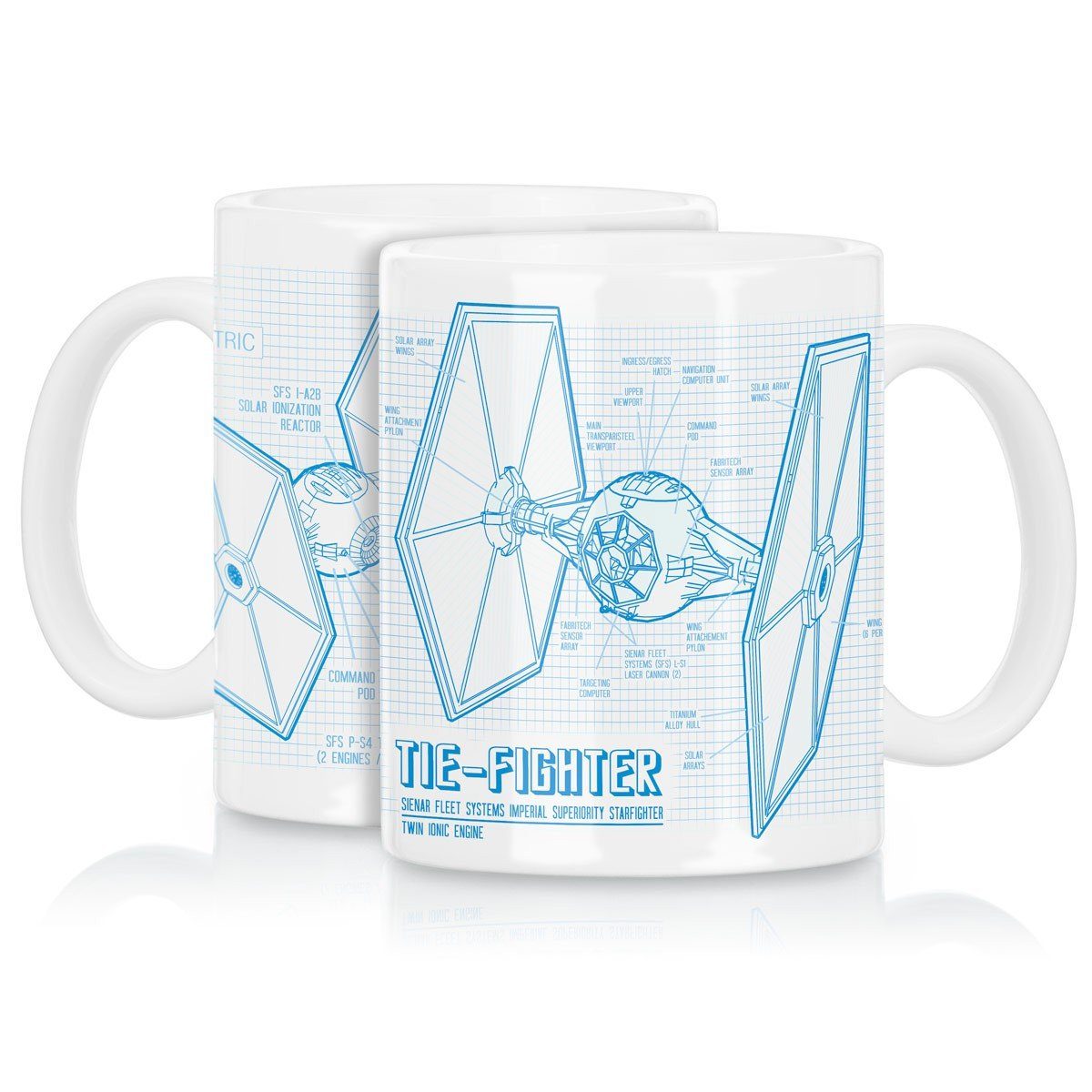 Tasse, blaupause sterne star der TIE-Fighter Tasse darth Keramik, imperium vade jäger wars Kaffeebecher style3 krieg
