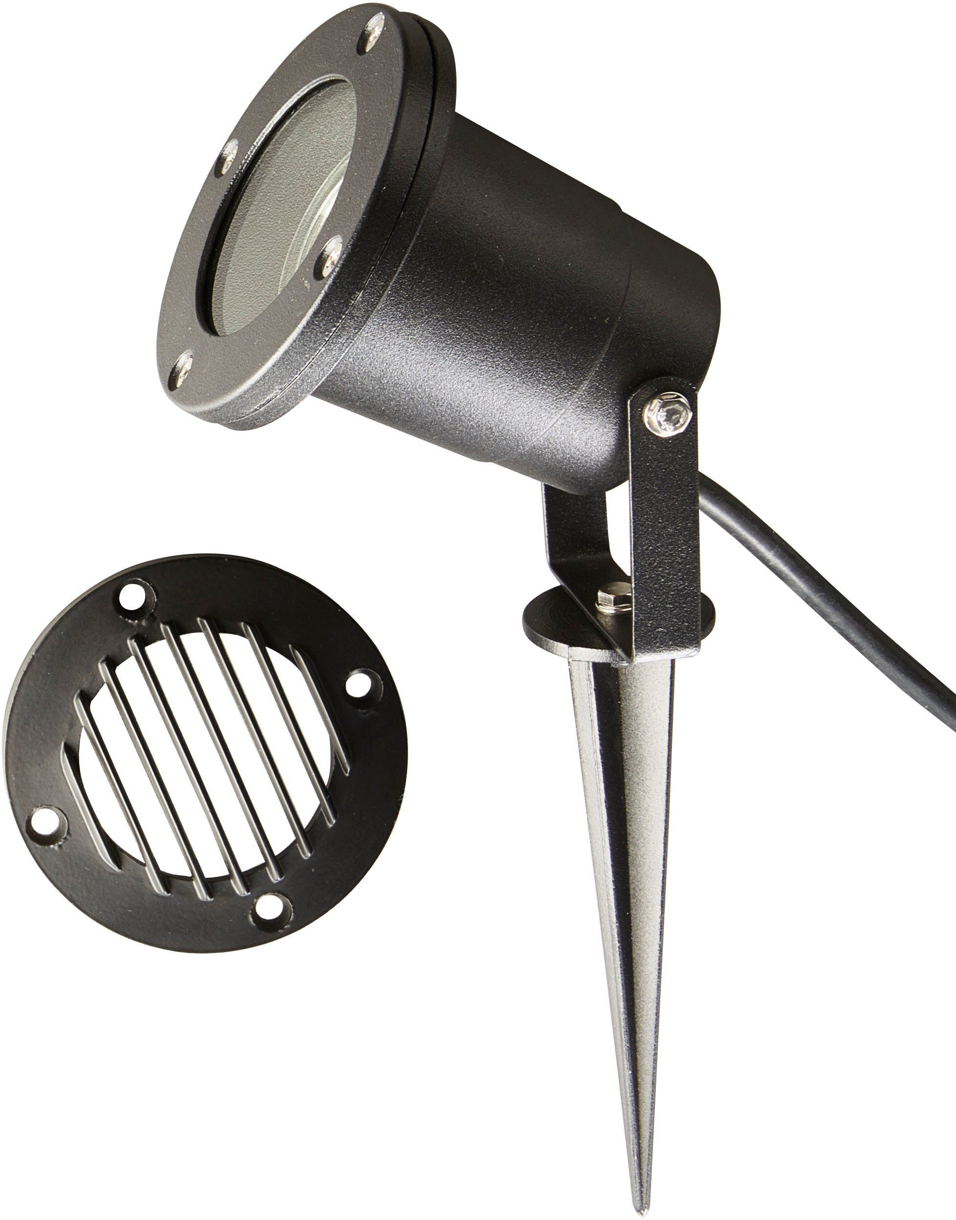 HEITRONIC Gartenstrahler Dalian, ohne Leuchtmittel, Bodenleuchte, Spießleuchte, mit Erdspieß und Zuleitung mit Stecker