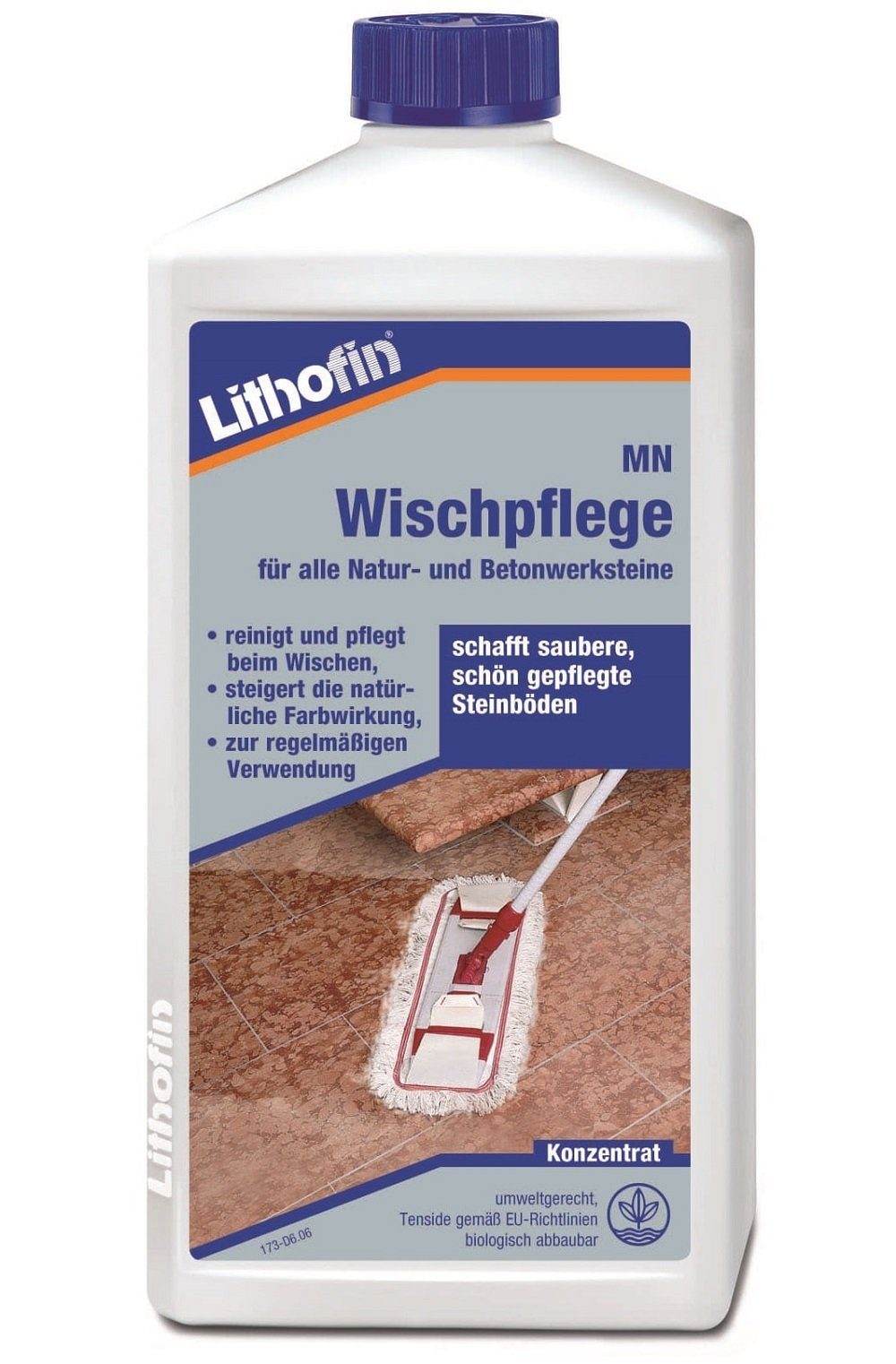 Lithofin LITHOFIN MN Wischpflege für Marmor, Natur und Betonwerkstein 1 Ltr Naturstein-Reiniger
