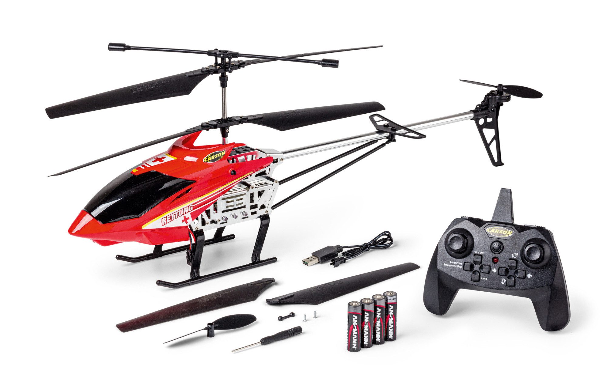 Carson RC Easy Tyrann 670 Rescue Autostart Hubschrauber RTF RC-Ladegerät