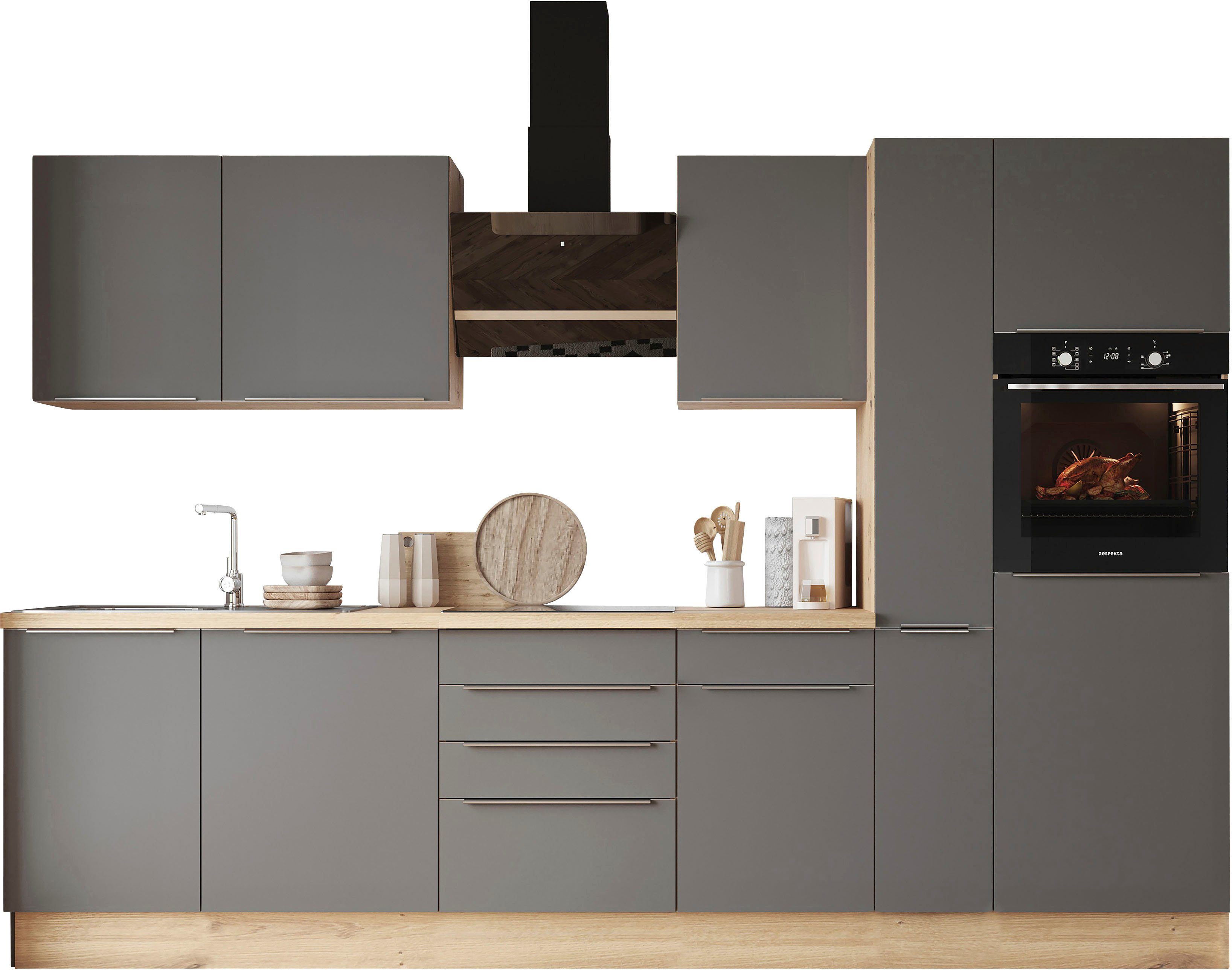 Front: Grau Matt | Korpus: Artisan Eiche Nachbildung