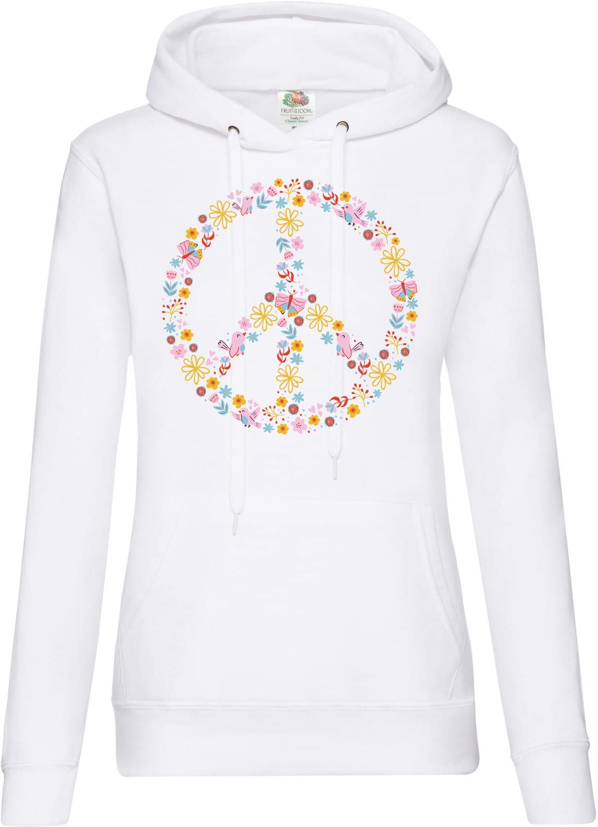 Kapuzenpullover Peace Flowers Damen Hoodie Pullover